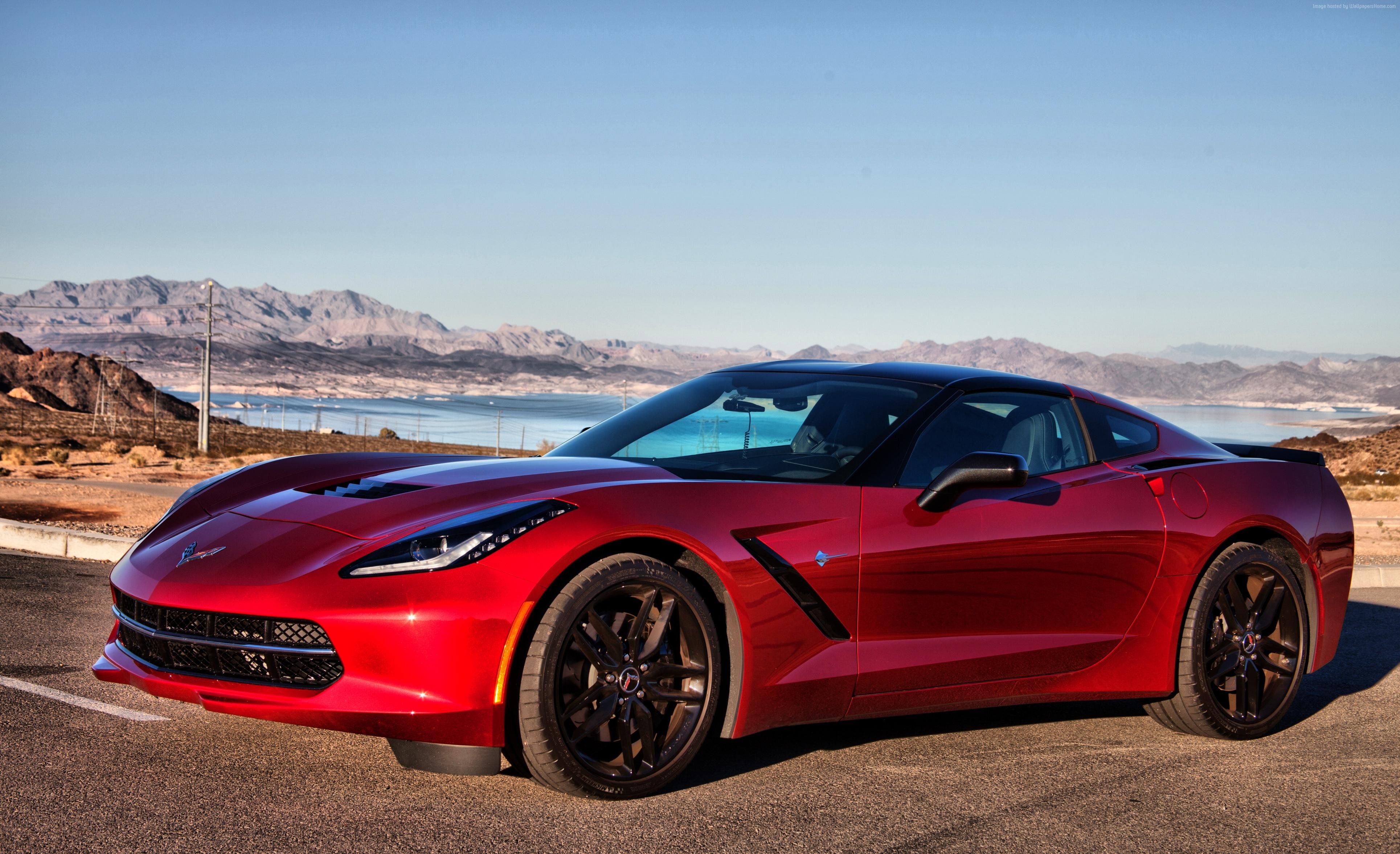 supercar, travel, mountain, blue, luxury, non-urban scene, motor vehicle, nature, Stingray, beauty in nature, day, red, stationary, sports car, no people, HD Wallpaper