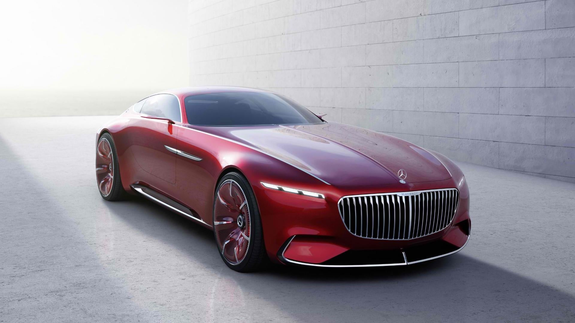 mode of transportation, transportation, mercedes, shiny, chrome, modern, luxury, wheel, outdoors, maybach, 1080P, retro styled, land vehicle, red, vintage car, HD Wallpaper