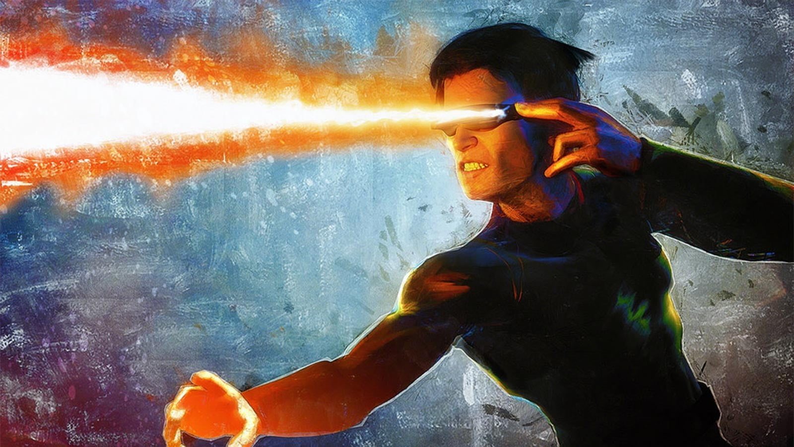 blue, 720P, multi colored, artwork, water, wall - building feature, s, three quarter length, creativity, red, men, young adult, waist up, young men, Cyclops, HD Wallpaper