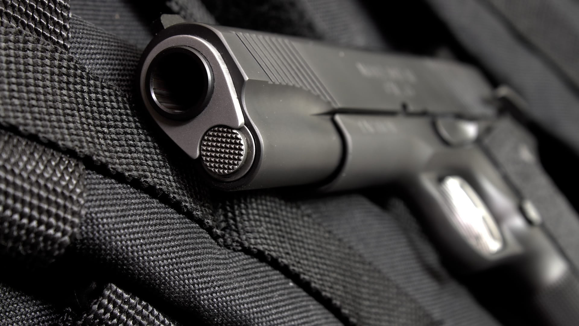 selective focus, handgun, warning sign, indoors, aggression, textile, close-up, crime, metal, violence, security, safety, communication, gun, no people, HD Wallpaper