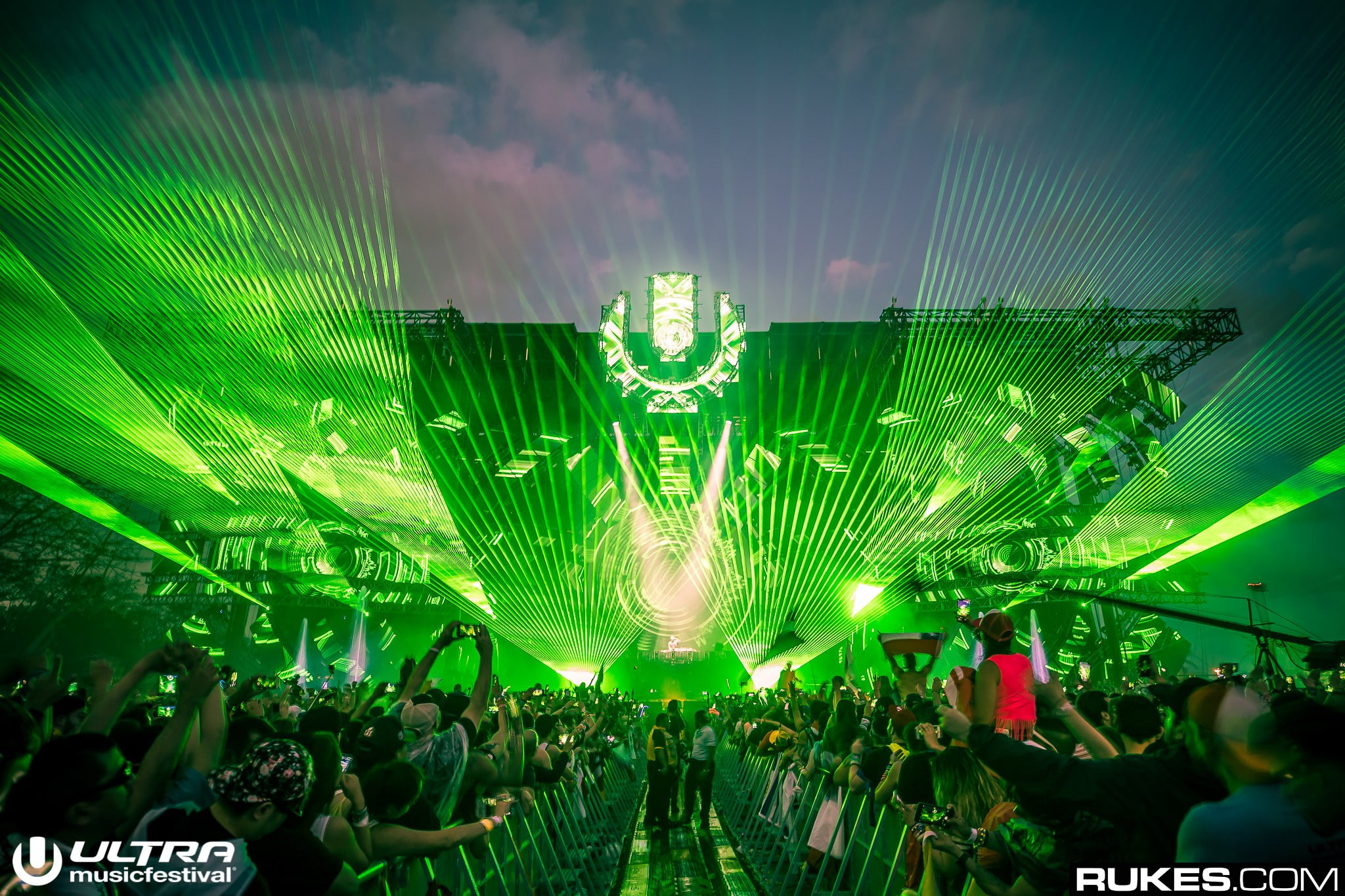 photography, music, stages, Rukes, lights, lasers, crowds, Ultra Music Festival, 1080P, HD Wallpaper