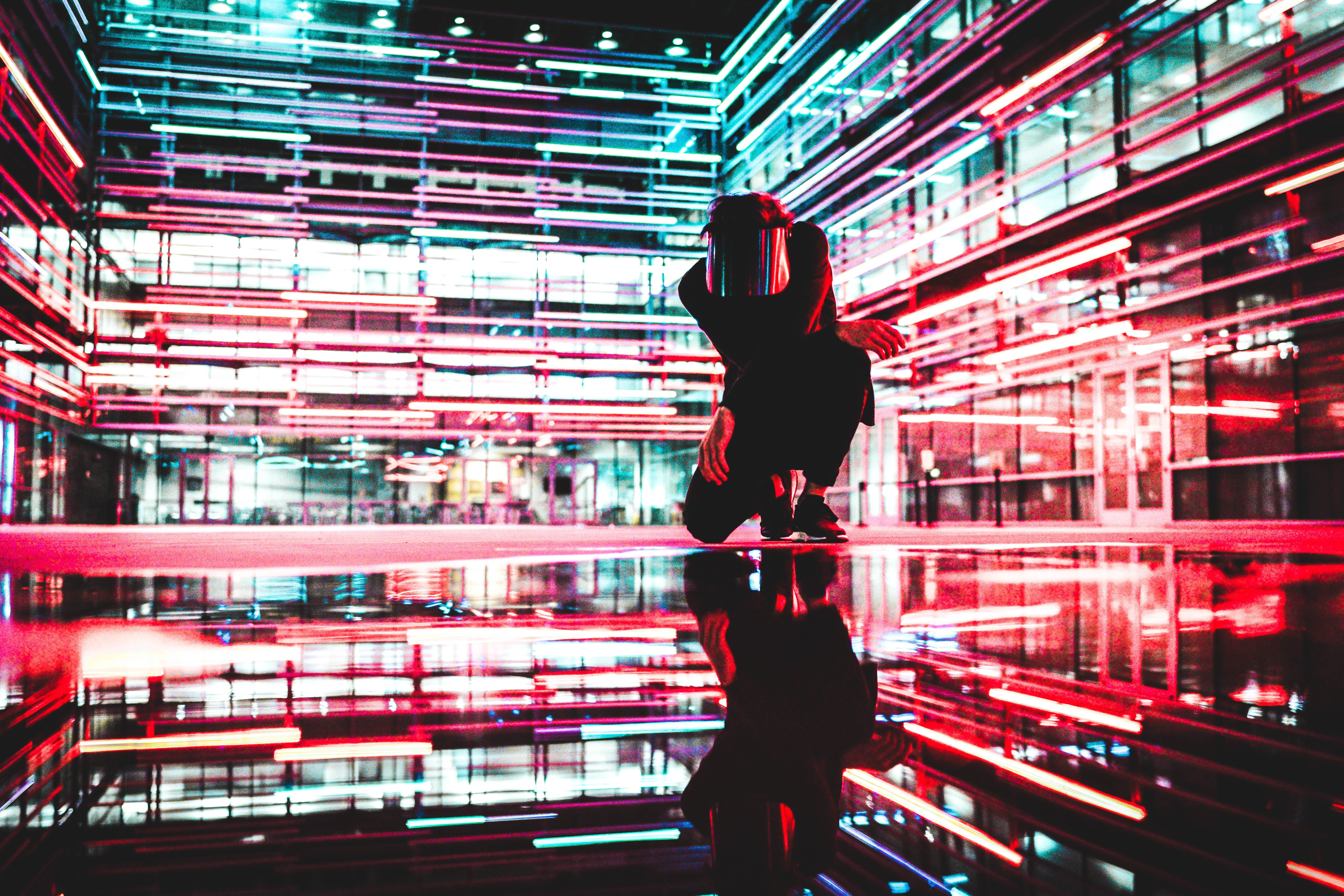urban Scene, office Building, skyscraper, people, red, leisure activity, casual clothing, cityscape, modern, city, running, downtown District, unrecognizable Person, HD Wallpaper