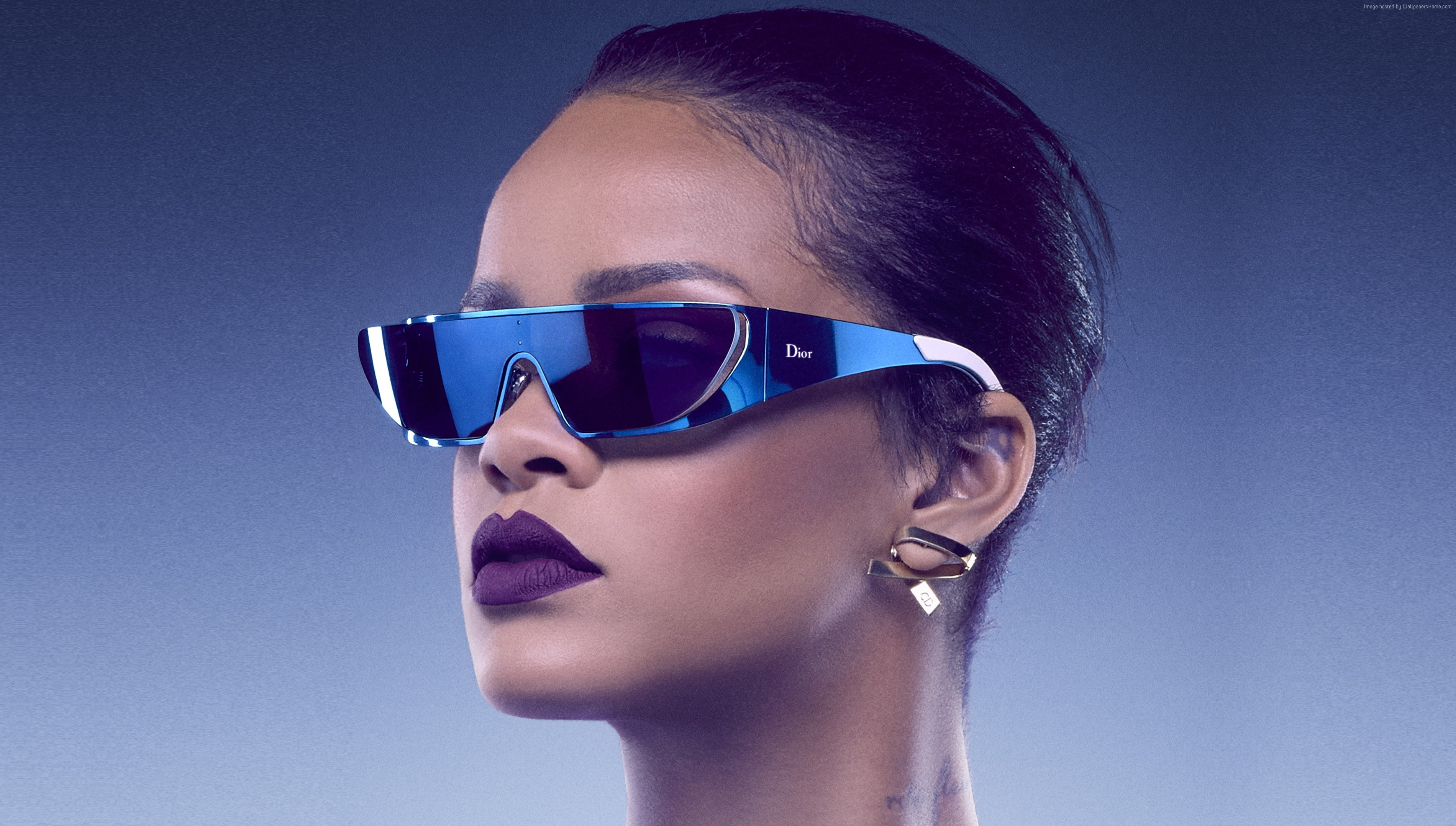 sunglasses, beautiful woman, one person, 2K, Rihanna, glasses, body part, young adult, Dior Eyewear, blue, Dior, Jean-Baptiste Mondino, beauty, young women, HD Wallpaper