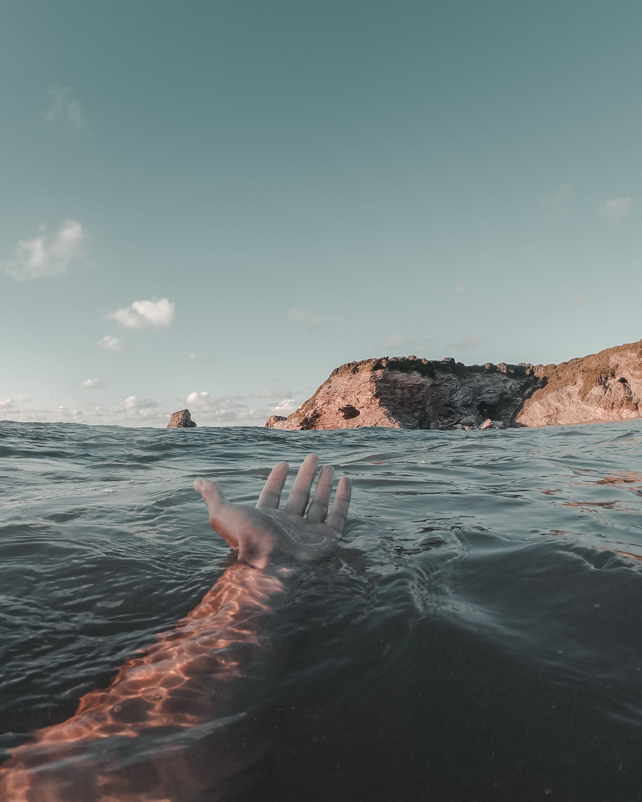 travel, underwater, ocean, tranquil Scene, swim, outdoors, beauty In Nature, landscape, sunrise, swimming, 2K, body, leisure Activity, coastline, rock - Object, Phone HD Wallpaper