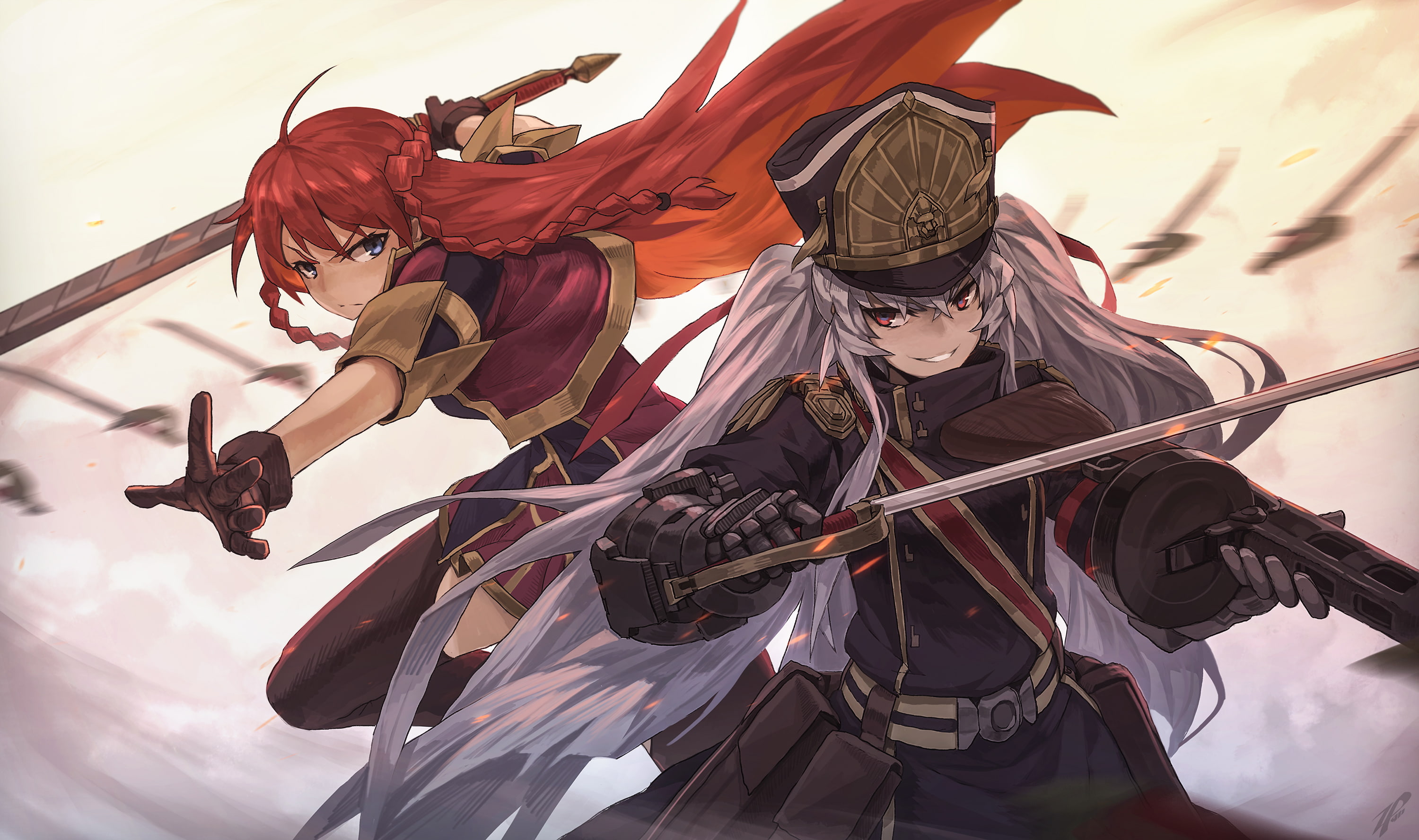 anime girls, 2K, anime, sword, magic, Selesia Yupitiria, Altair (Re: Creators), Re:CREATORS, HD Wallpaper