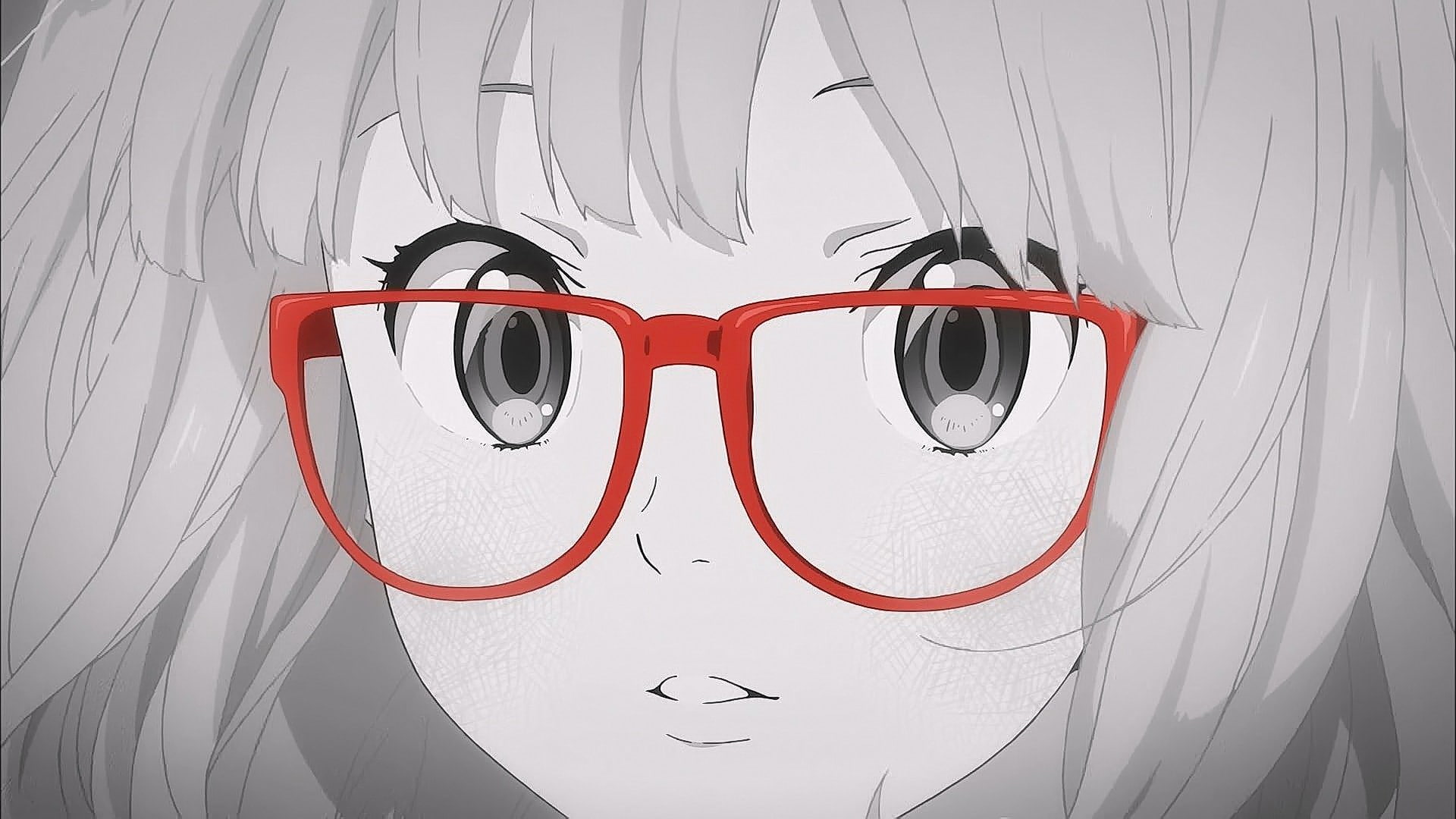 humor, anime girls, eyeglasses, looking at viewer, white color, reflection, glasses, red, no people, indoors, white background, anime, short hair, open mouth, HD Wallpaper