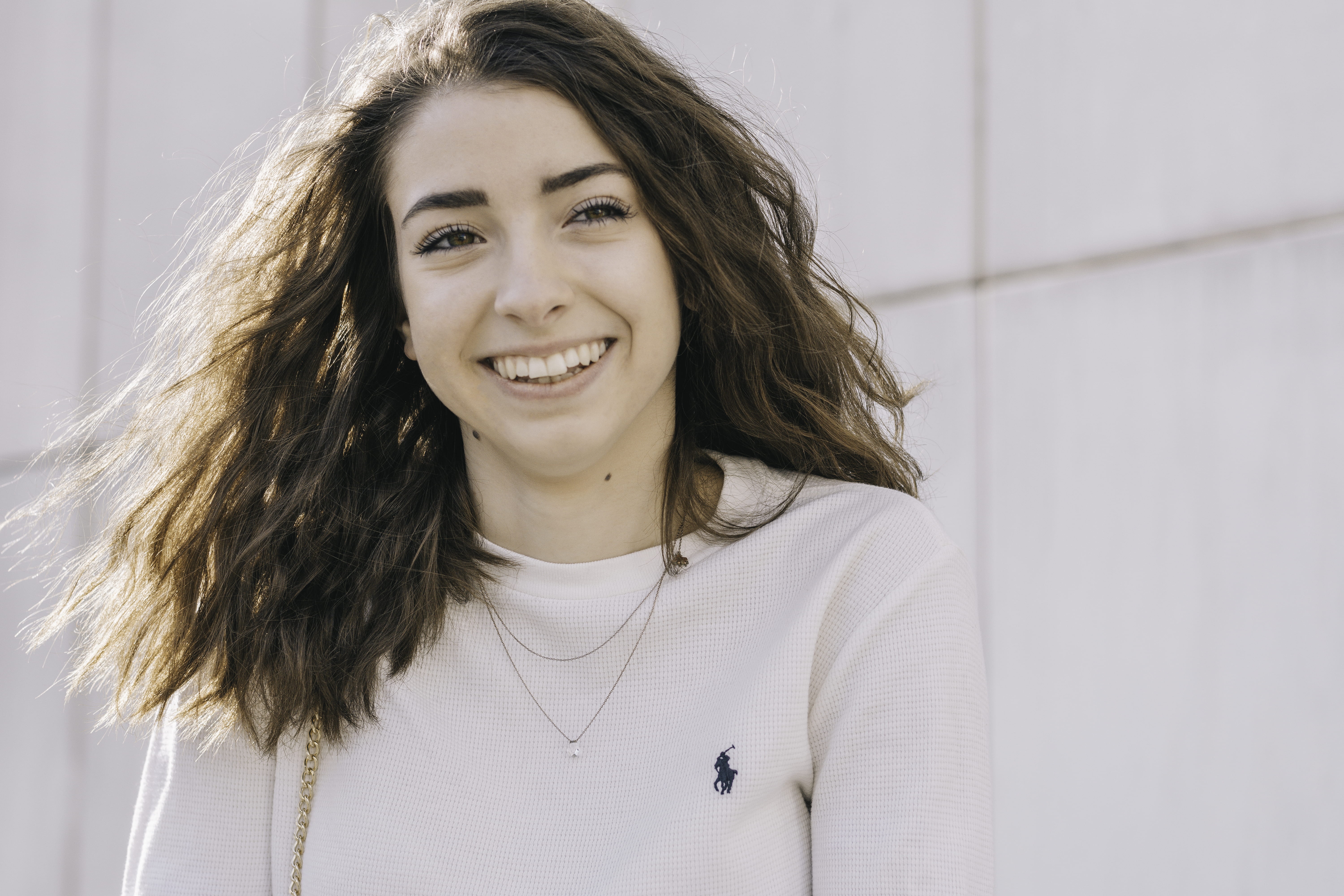 young women, wall, j, headshot, long hair, person, zara, emotion, front view, d, near, hair, looking at camera, beautiful woman, women, hairstyle, white, HD Wallpaper
