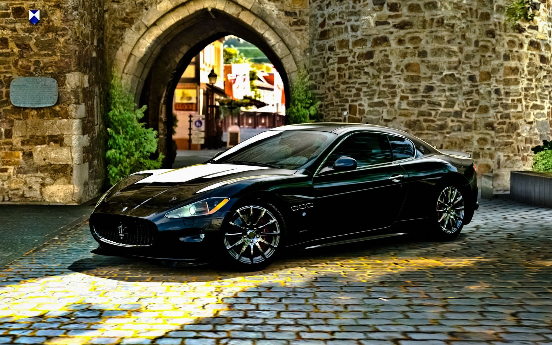 brick, vehicle, cobblestone, wall, vintage car, architecture, built structure, black cars, paving stone, history, HDR, the past, street, arched, motor vehicle, HD Wallpaper