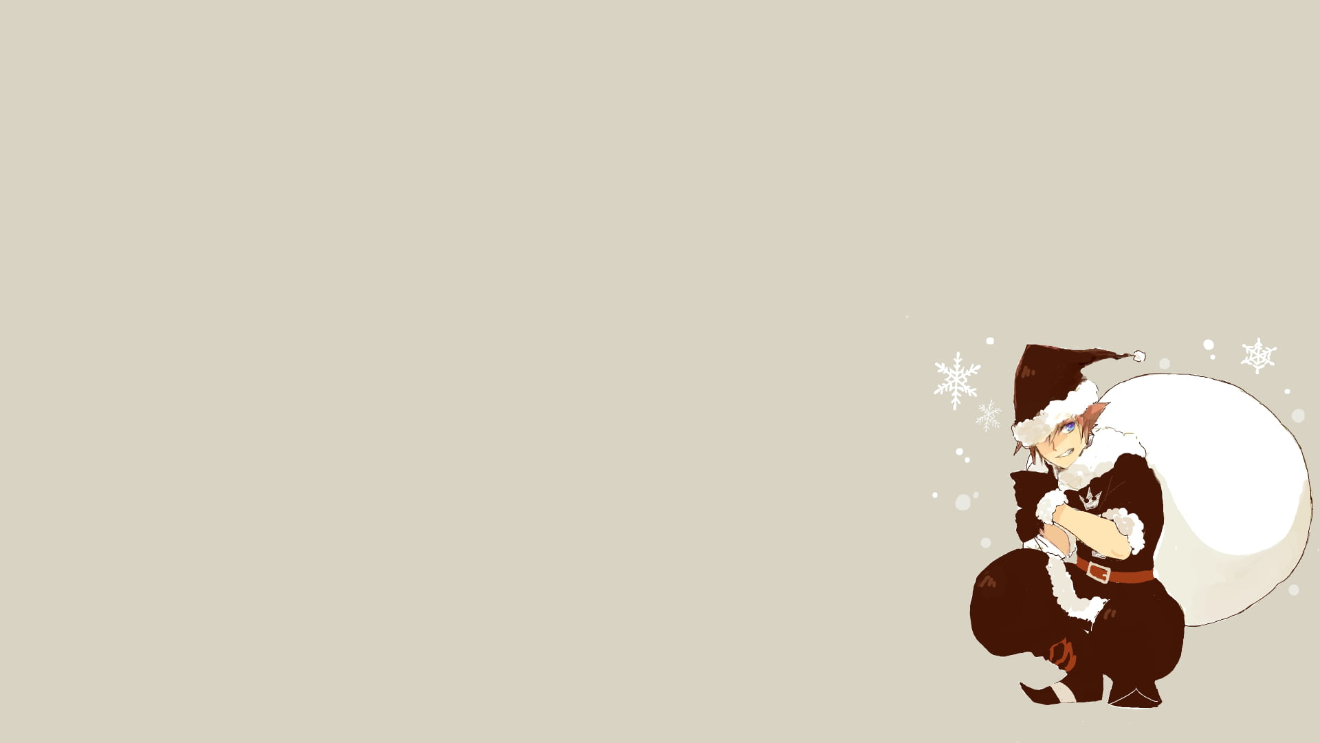 lifestyles, men, illustration, performance, leisure activity, Kingdom Hearts, one person, Santa hats, snow flakes, 1080P, studio shot, wearing, indoors, HD Wallpaper