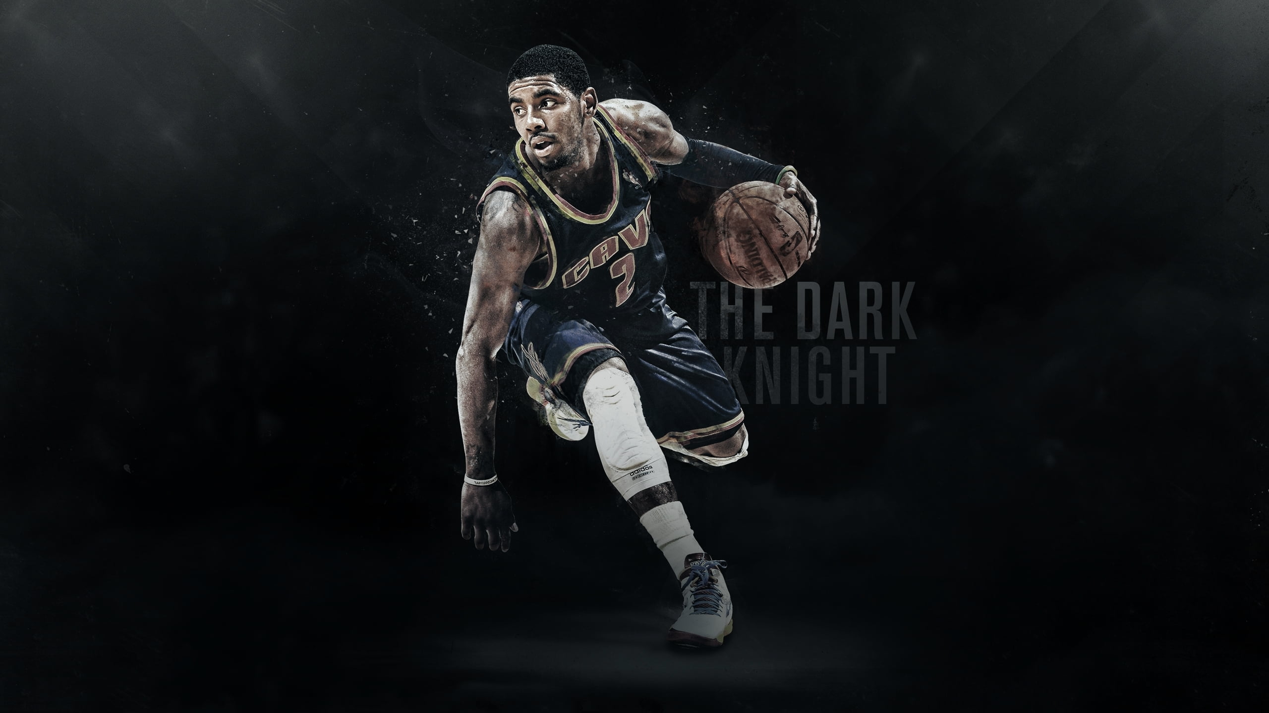 Dark Knight, digital, full length, Cleveland, Cavaliers, playing, kryie, black Background, clothing, The ball, NBA, arts culture and entertainment, dark, HD Wallpaper