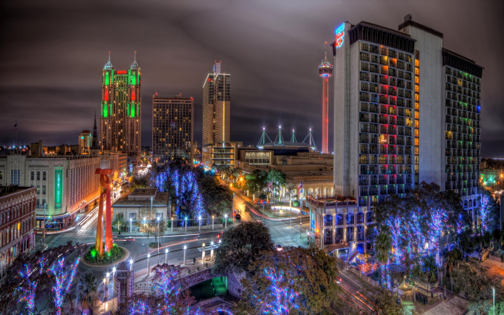 texas, reflection, tourism, city beautification, nature, business, lighting Equipment, office building exterior, san antonio, commercial, modern, river, HD Wallpaper