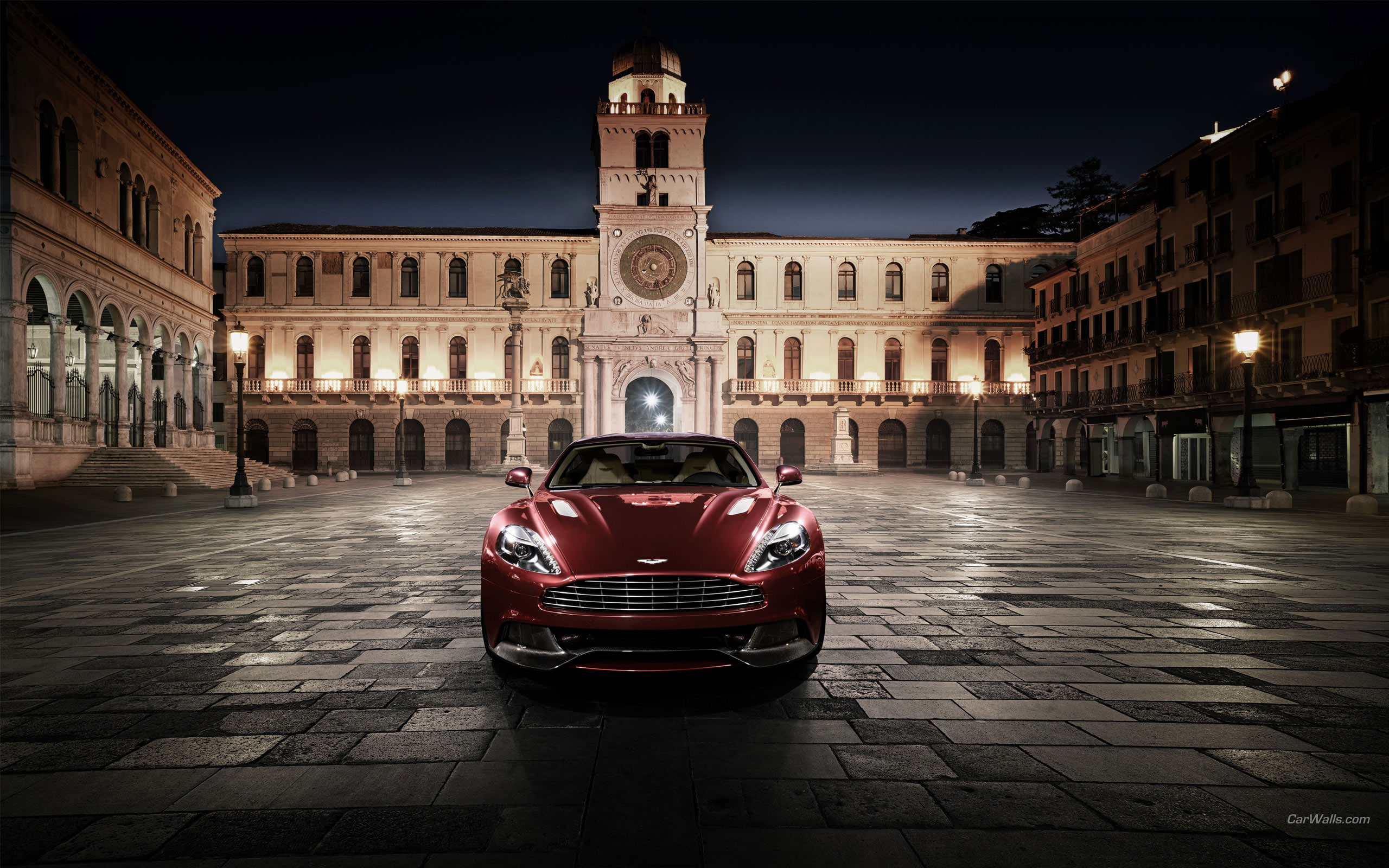 hd, building, cars, night, vanquish, red, martin, 2K, aston, HD Wallpaper