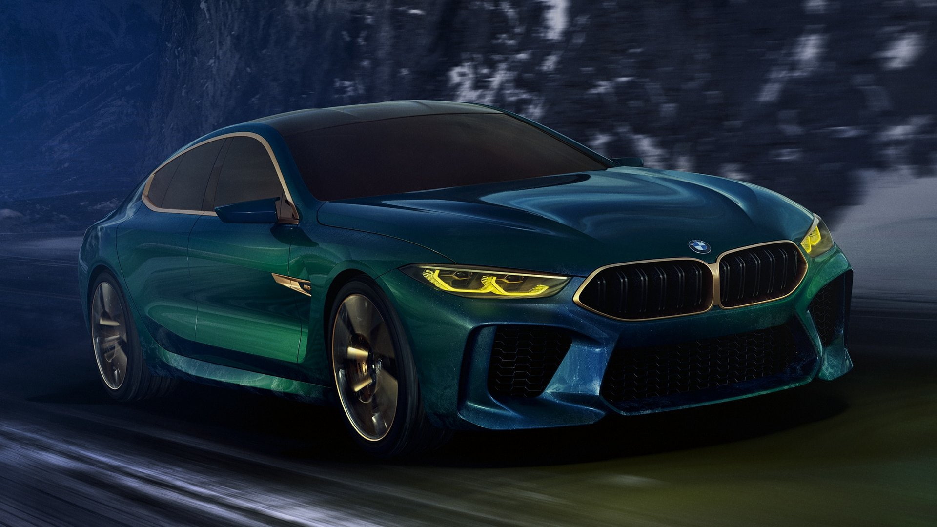 Luxury Car, BMW M8 Gran Coupe, Concept Car, BMW, Green Car, Car, 1080P, HD Wallpaper