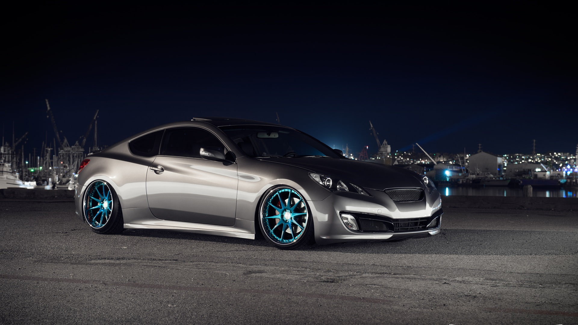 genesis, Coupe, City, Night, Hyundai, Car, 1080P, HD Wallpaper