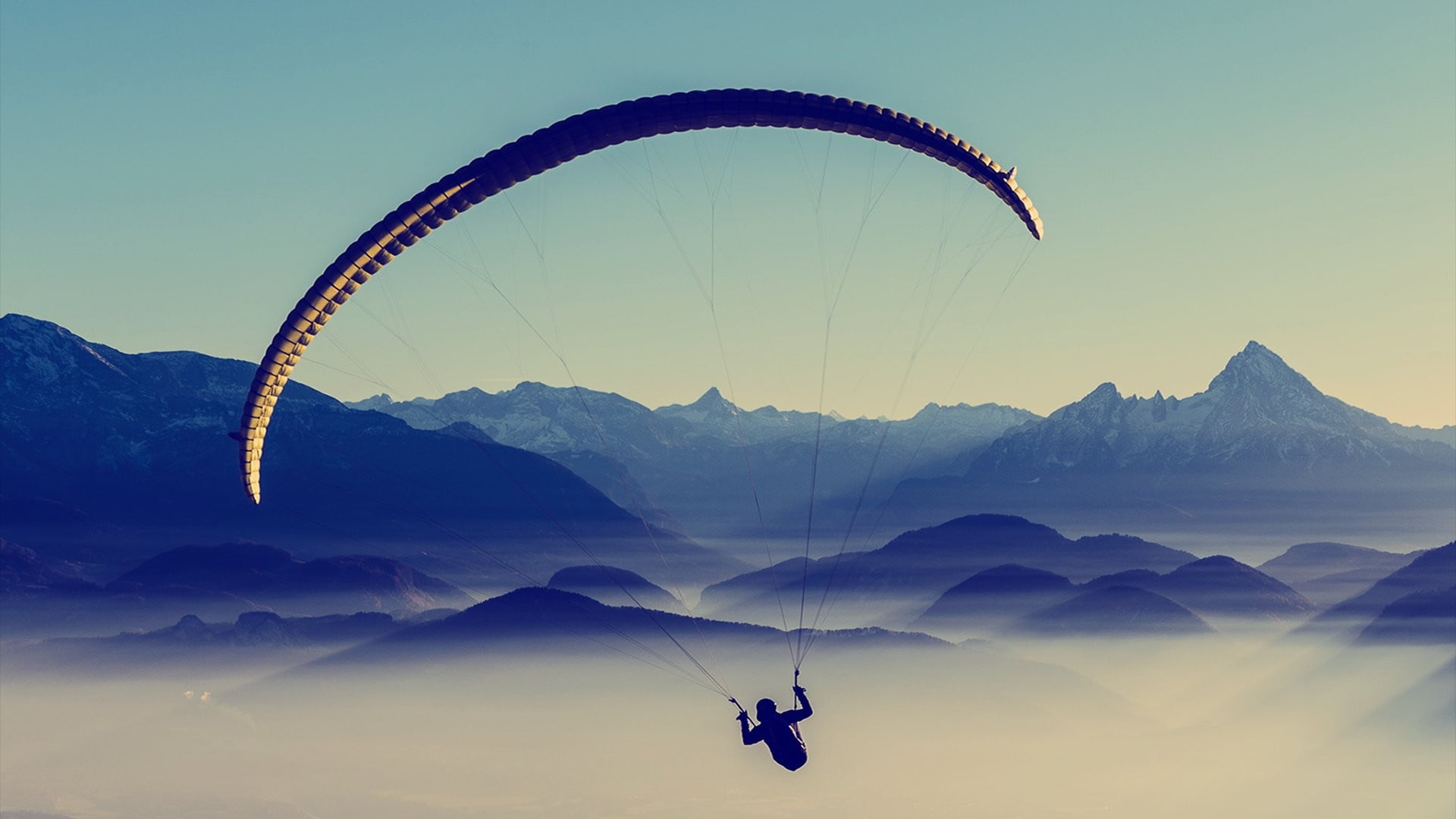 landscape, environment, flying, brown, tranquility, outdoors, paragliding, leisure activity, beauty in nature, adventure, unrecognizable person, black, HD Wallpaper