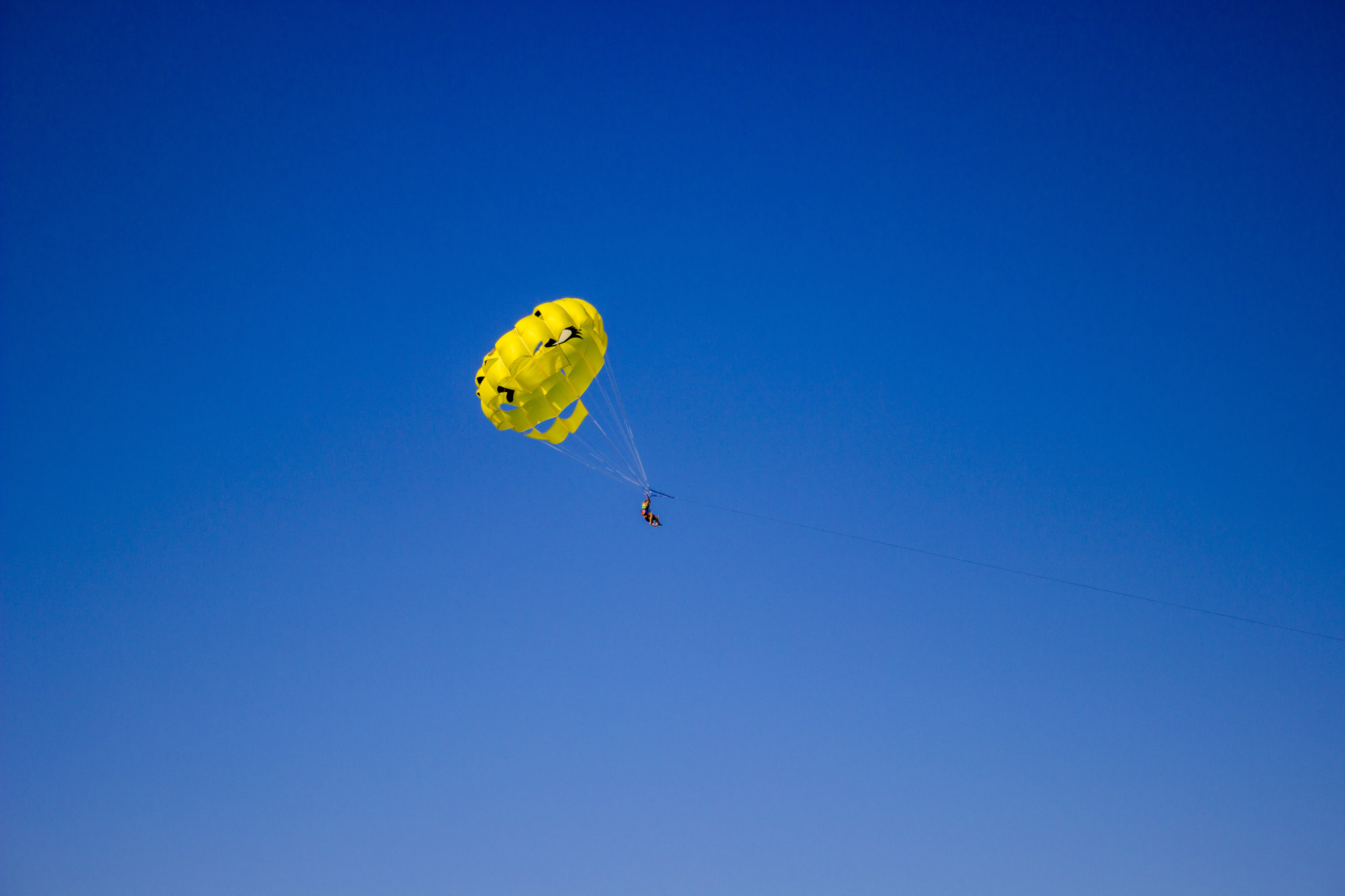 copy space, paragliding, extreme sports, nature, sport, 5K, photography, mid-air, adventure, sky, unrecognizable person, parasailing, leisure activity, HD Wallpaper