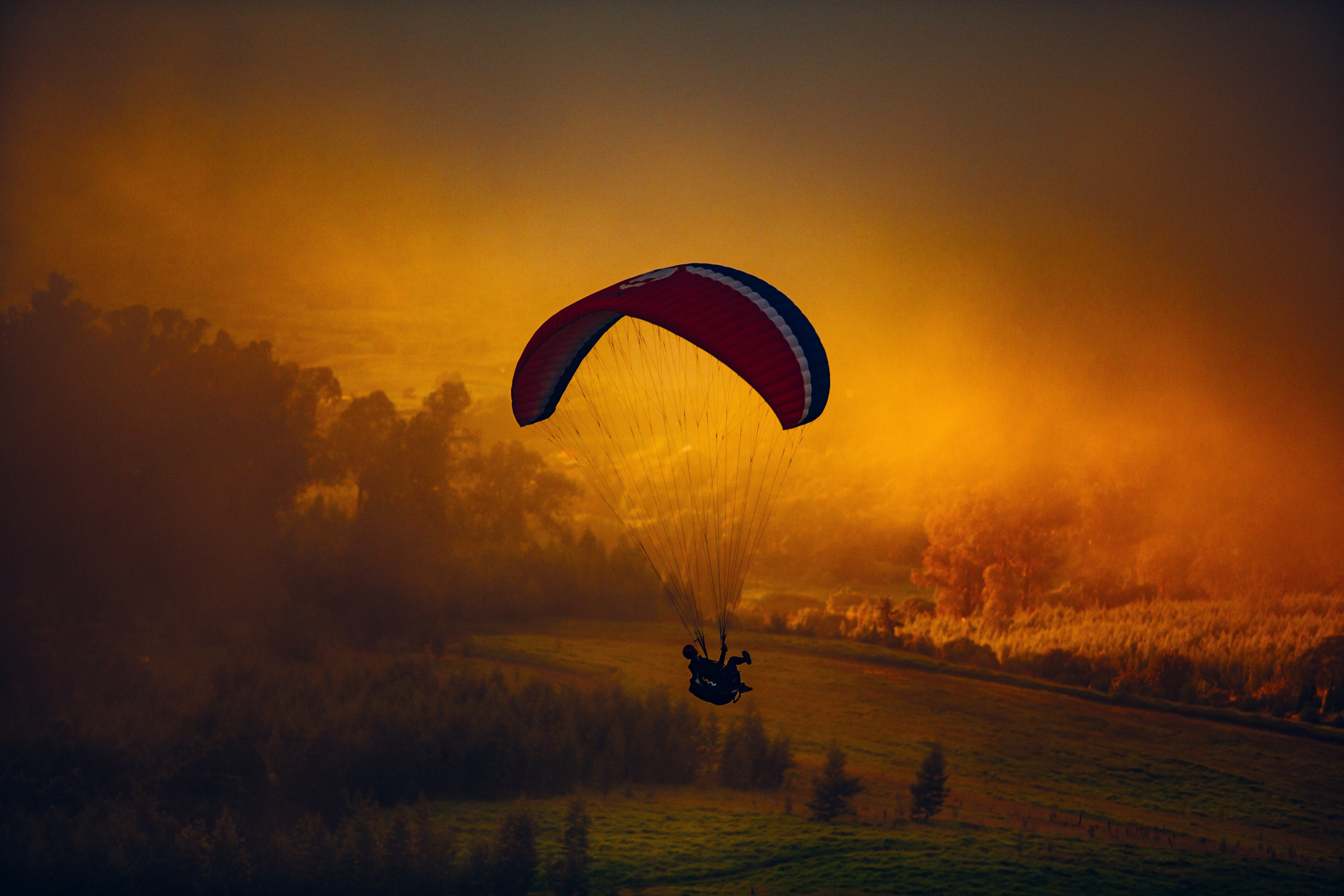 nature, 5K, landscape, parachutes, HD Wallpaper