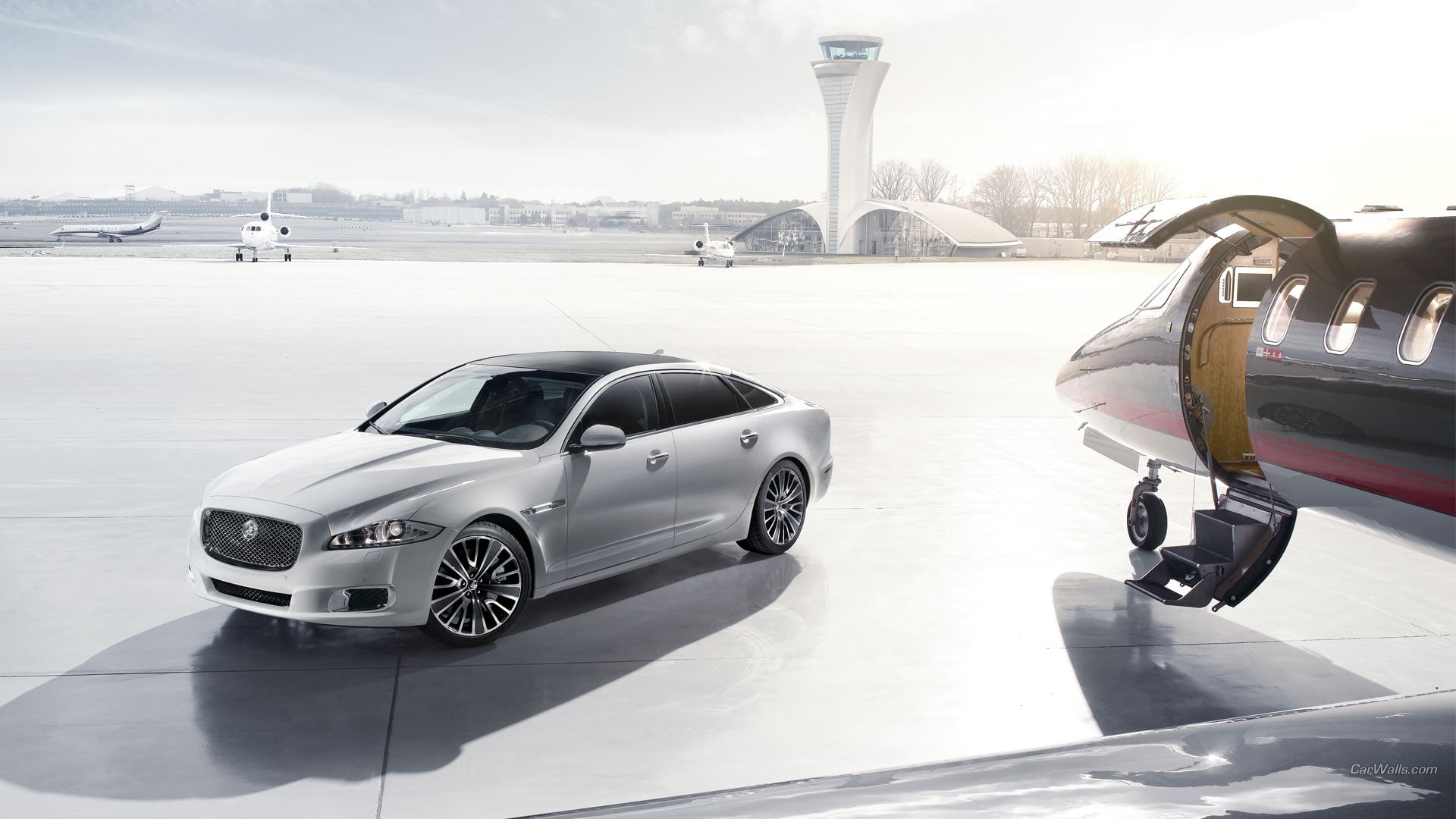 motor vehicle, Jaguar XJ, mode of transportation, Jaguar, winter, transportation, motion, travel, reflection, aircraft, cold temperature, car, water, snow, HD Wallpaper