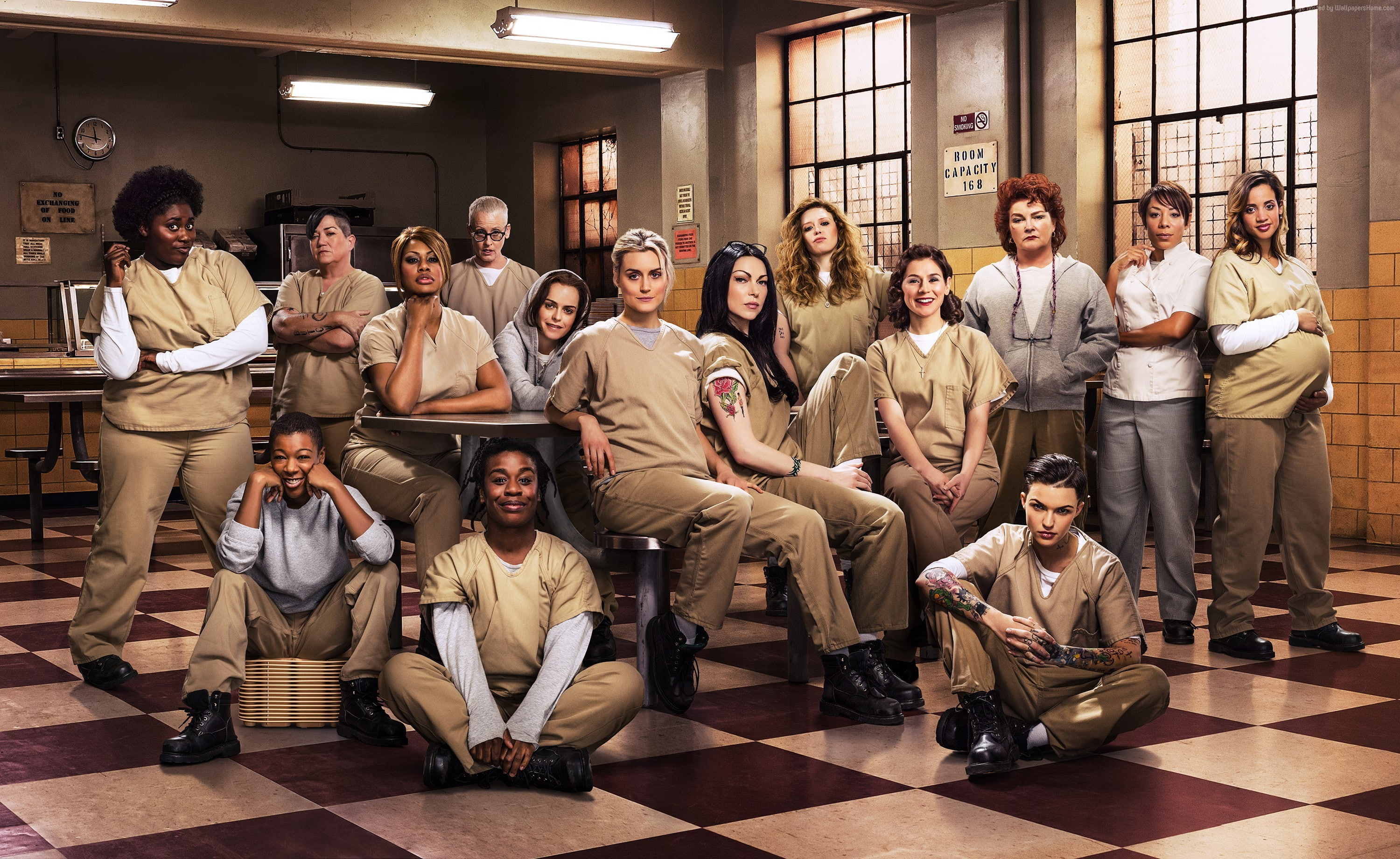 Orange is the new black, 2K, Taylor Schilling, full cast, Best TV Series, prison, Laura Prepon, HD Wallpaper