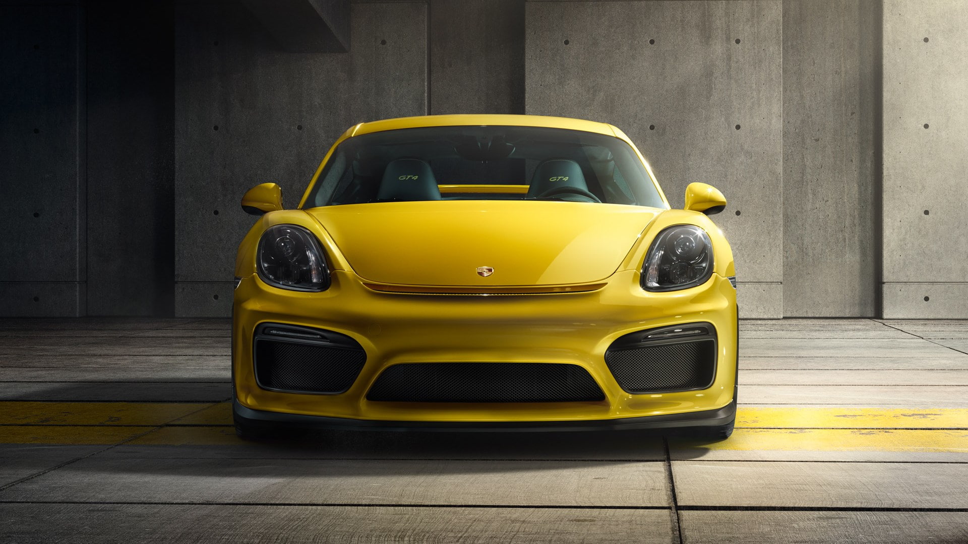 yellow, architecture, mode of transportation, no people, stationary, retro styled, 1080P, city, wall - building feature, porsche cayman gt4, yellow taxi, HD Wallpaper