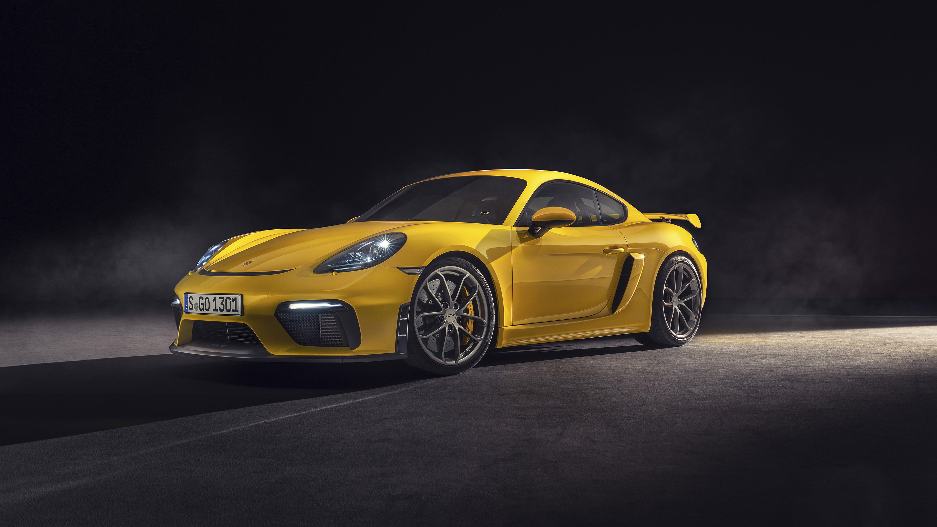 4K, vehicle, car, spotlights, Porsche Cayman GT4, HD Wallpaper