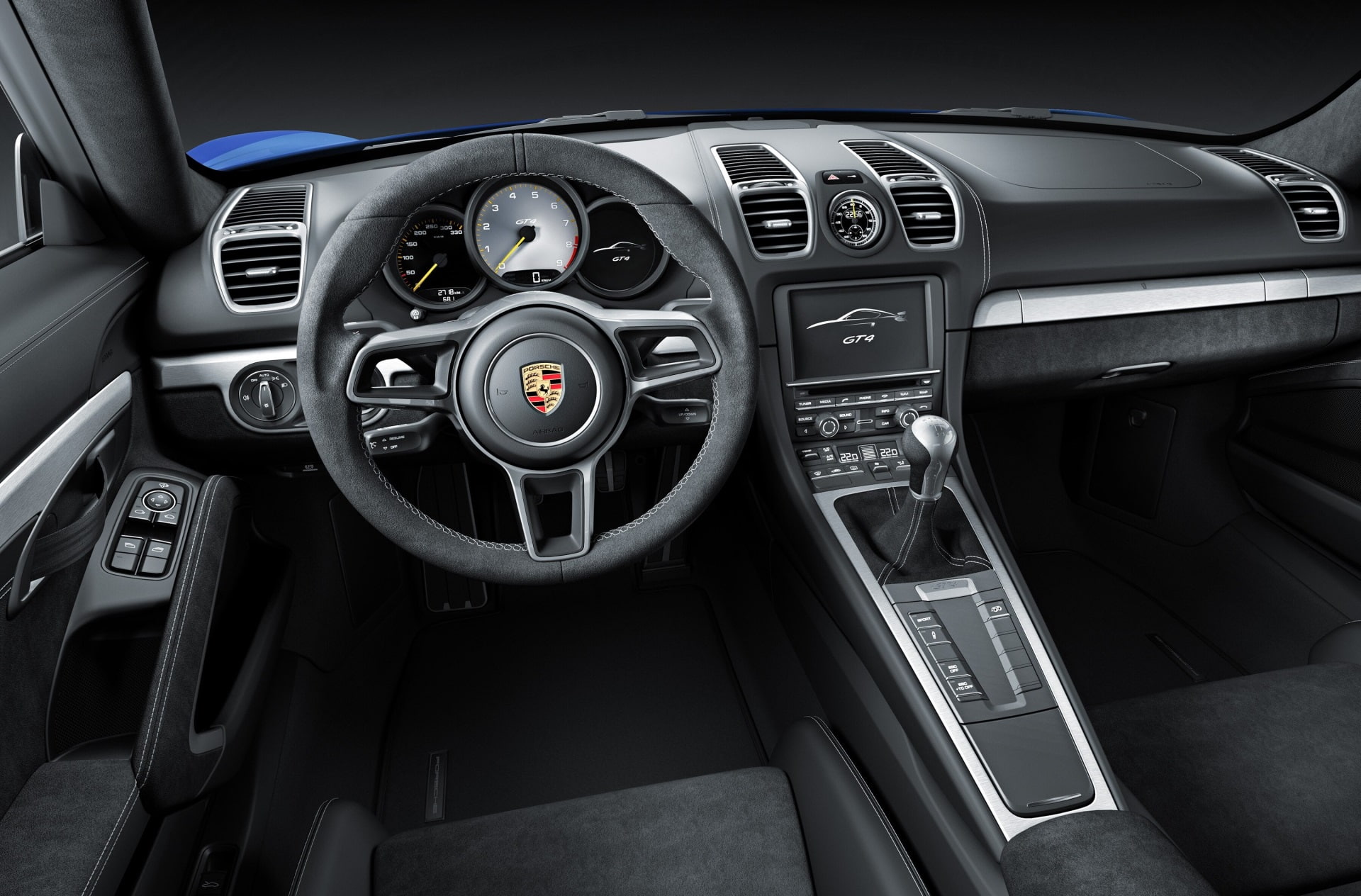 gearshift, 1080P, land vehicle, car, porsche cayman gt4  pc  hd, technology, travel, transportation, speedometer, indoors, luxury, steering wheel, wheel, HD Wallpaper