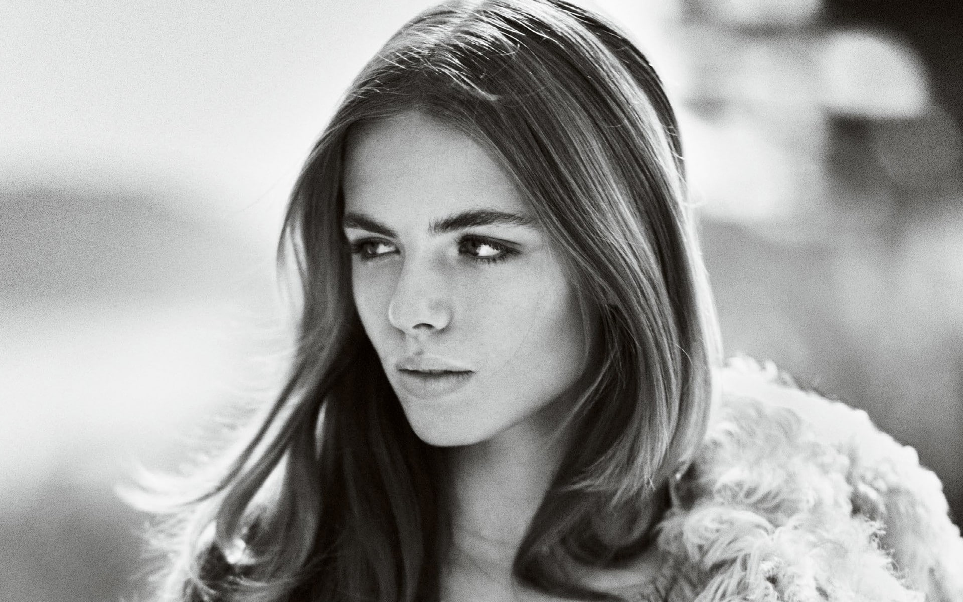 Rosie Tapner, monochrome, 1080P, portrait, women, noisy, HD Wallpaper