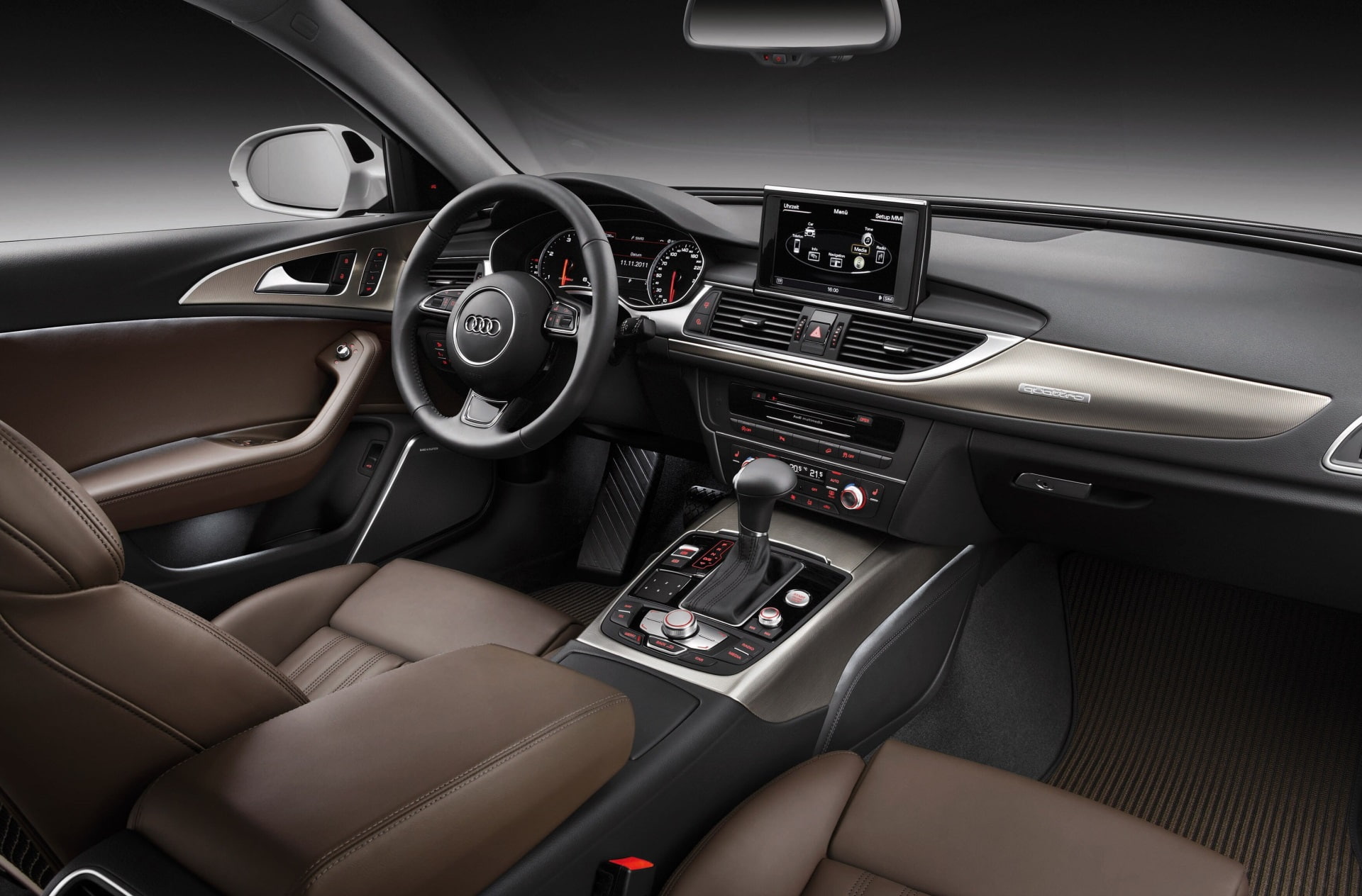 steering wheel, dashboard, vehicle seat, speed, wealth, seat, leather, technology, land vehicle, car interior, audi a6 c7 hi res, modern, gearshift, mode of transportation, HD Wallpaper
