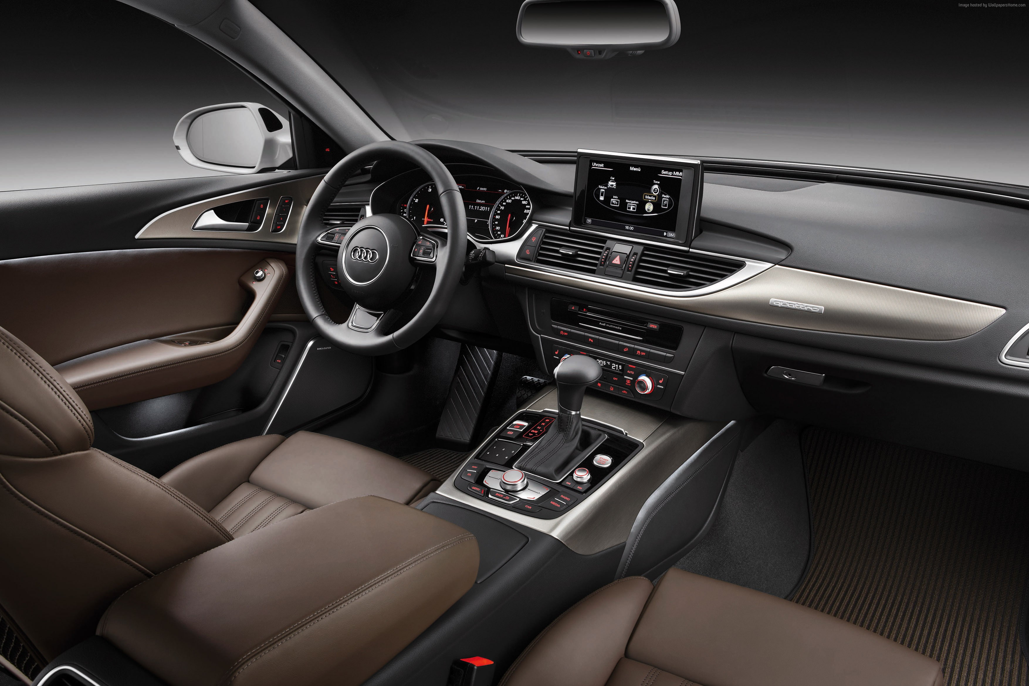 2K, Audi, off-road, Audi A6 (C7), interior, leather, Quattro, RS 6 Avant, 2015 Detroit Auto Show. NAIAS, HD Wallpaper