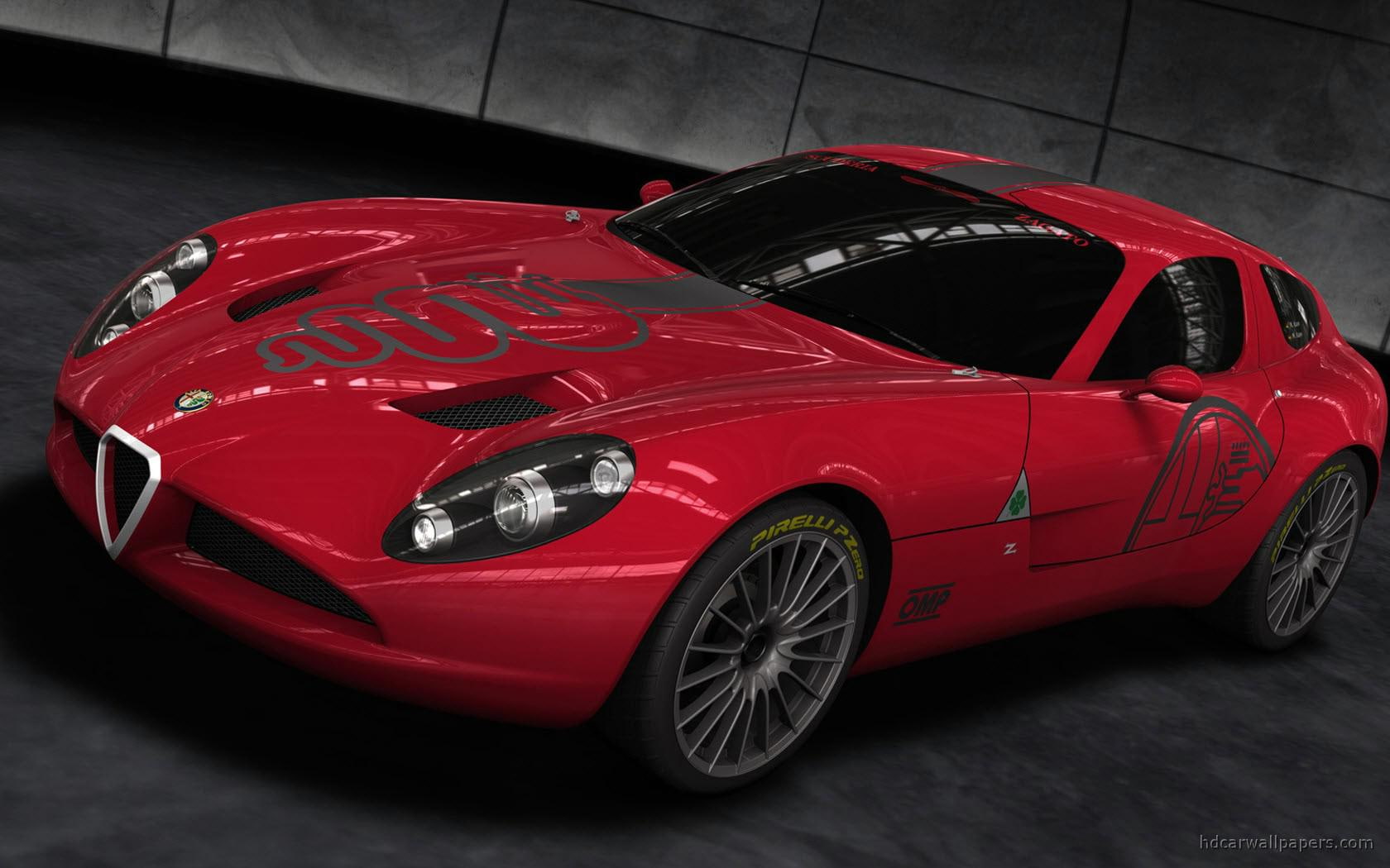 2010, cars, sports, coupe, 720P, romeo, alfa romeo, corsa, tz, red, alfa, HD Wallpaper