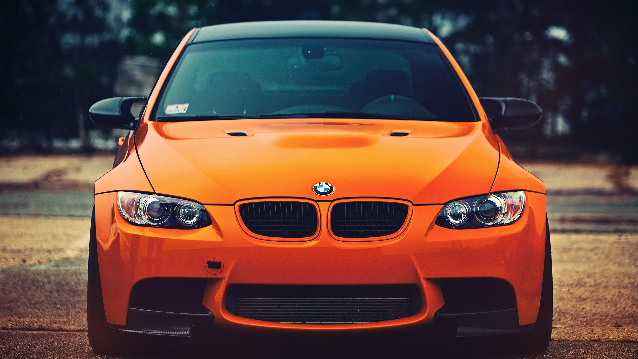 yellow, orange, road, car, motor vehicle, stationary, city, BMW, mode of transportation, land vehicle, sports car, outdoors, safety, headlight, 2K, tree, HD Wallpaper