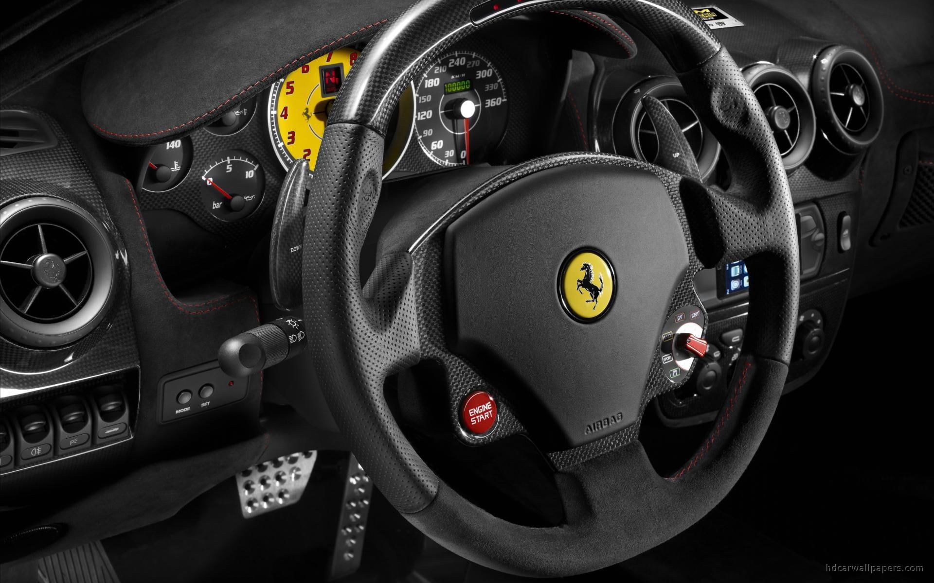 scuderia, black, wheel, interior, cars, ferrari, 1080P, steering, m, spider, HD Wallpaper
