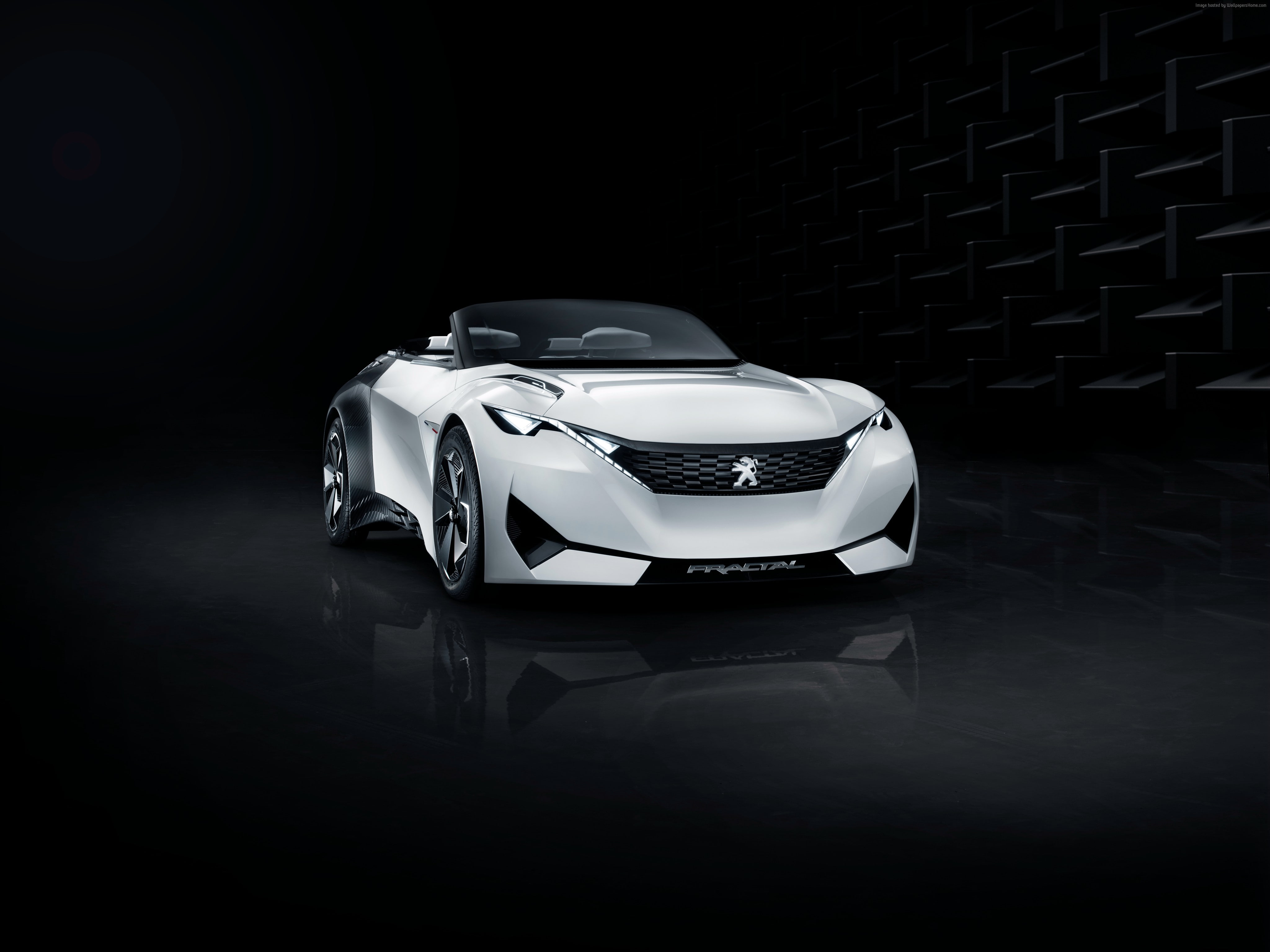 4K, electric cars, Peugeot Fractal, black, white, HD Wallpaper