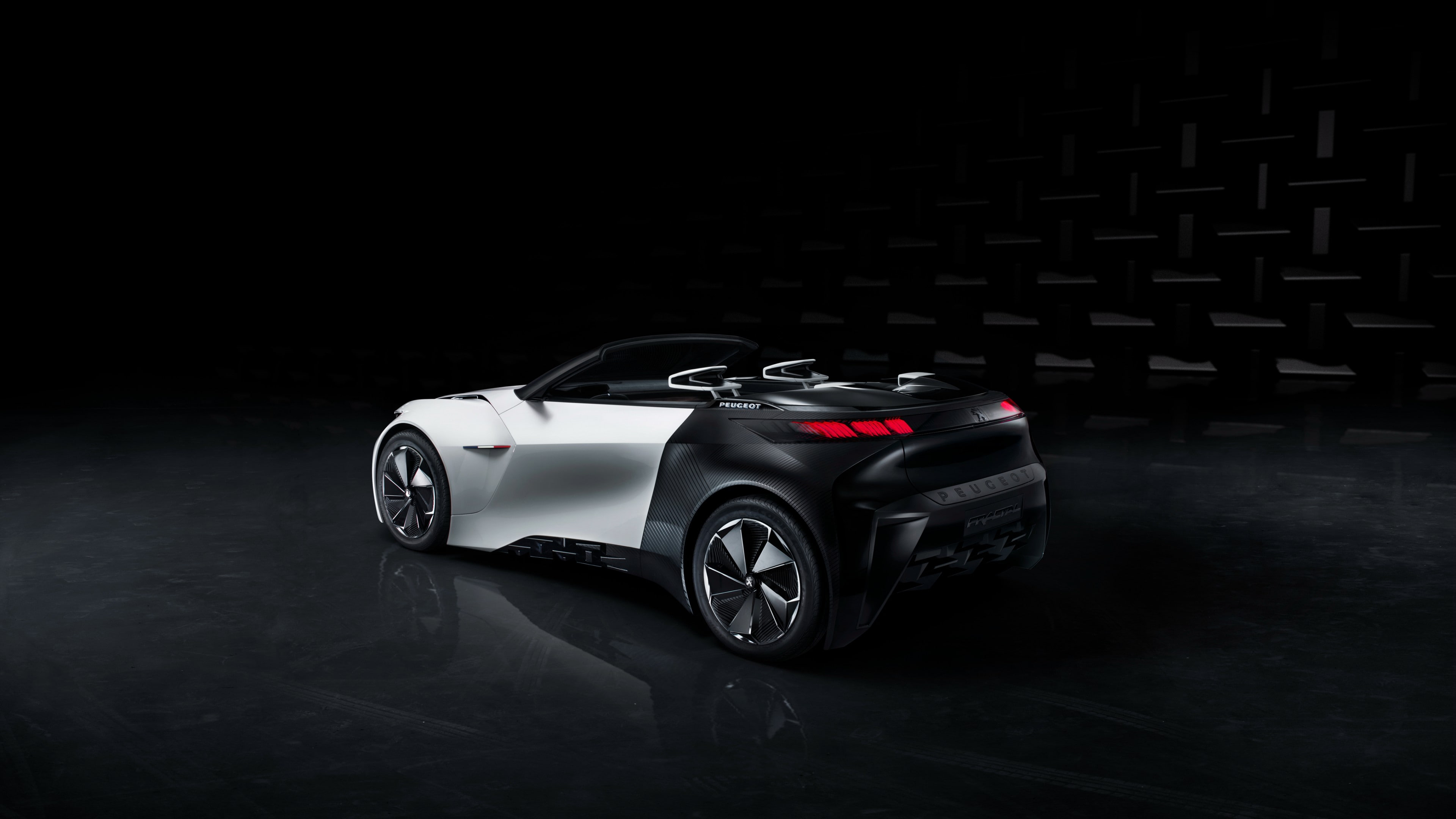 Peugeot Fractal, silver, 4K, coupe, white, convertible, black, electric cars, HD Wallpaper