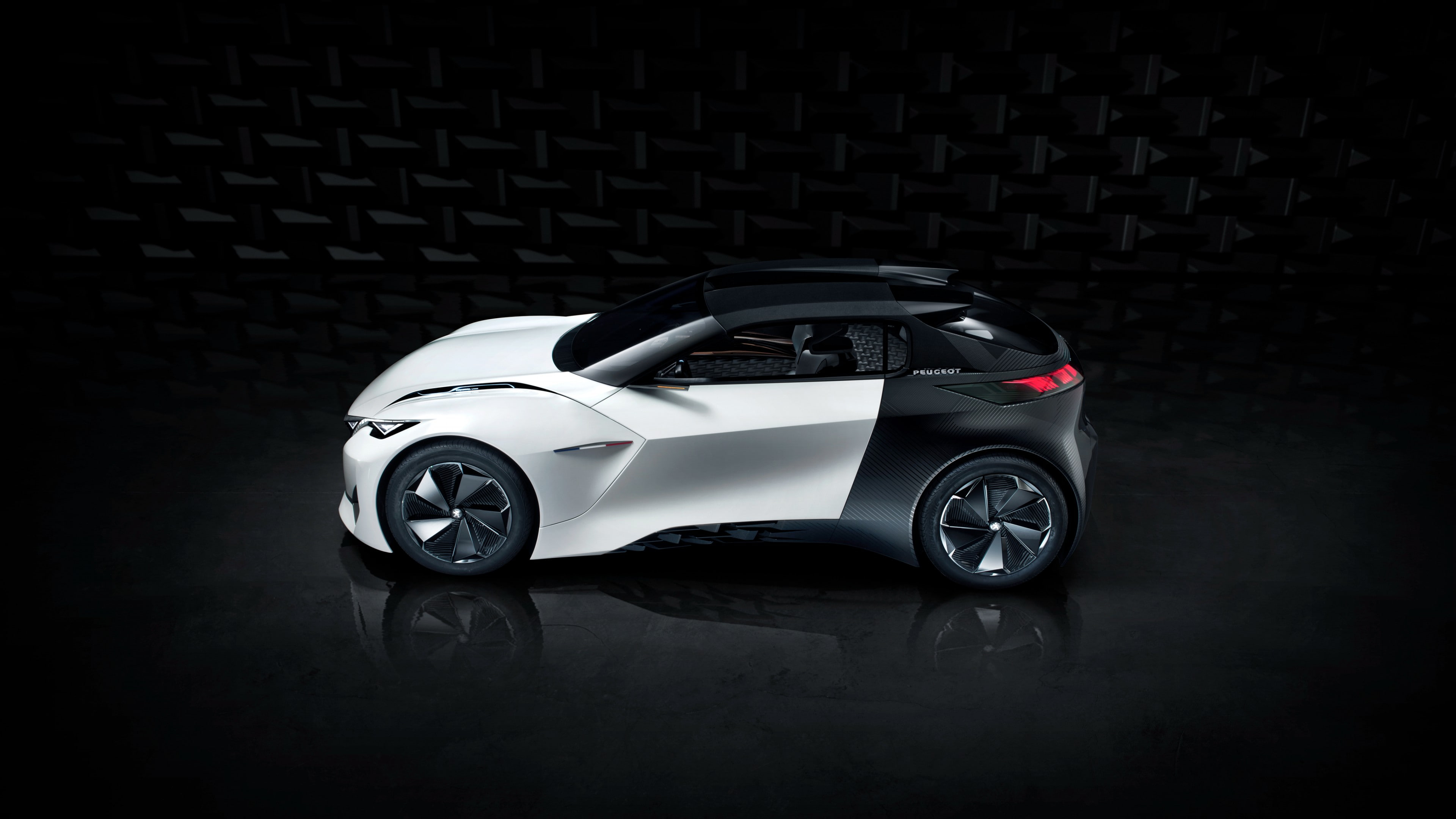 electric cars, Peugeot Fractal, black, white, 4K, HD Wallpaper