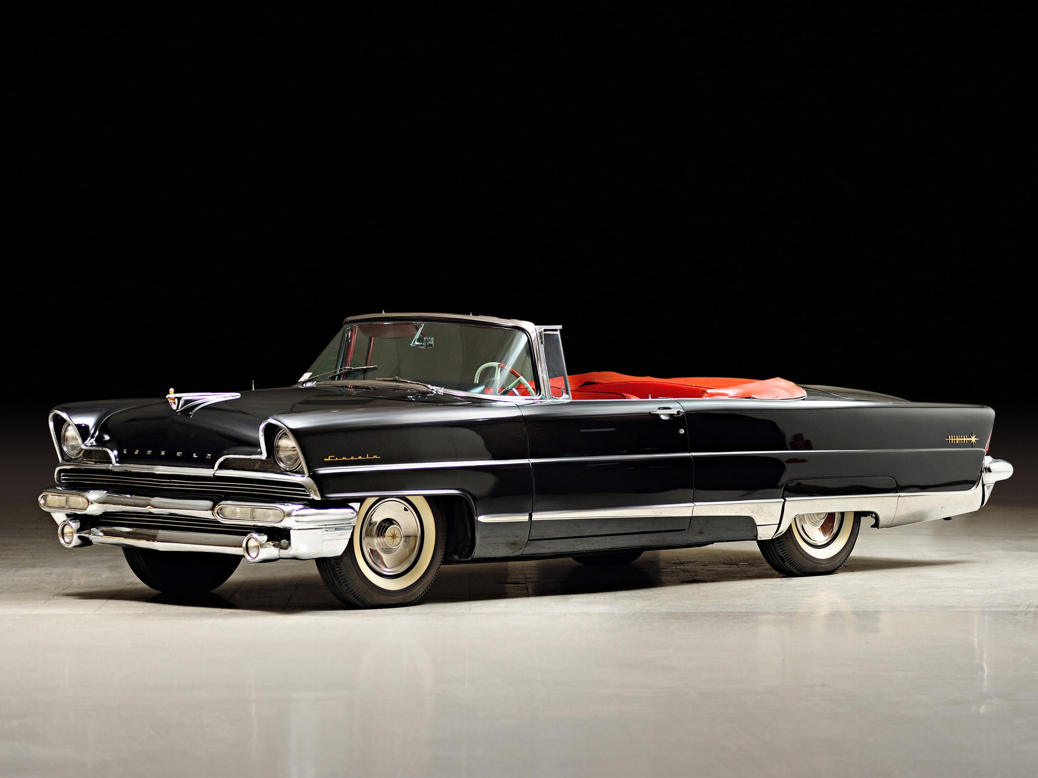 black cars, 1956 Lincoln, Oldtimer, car, vehicle, 1080P, HD Wallpaper