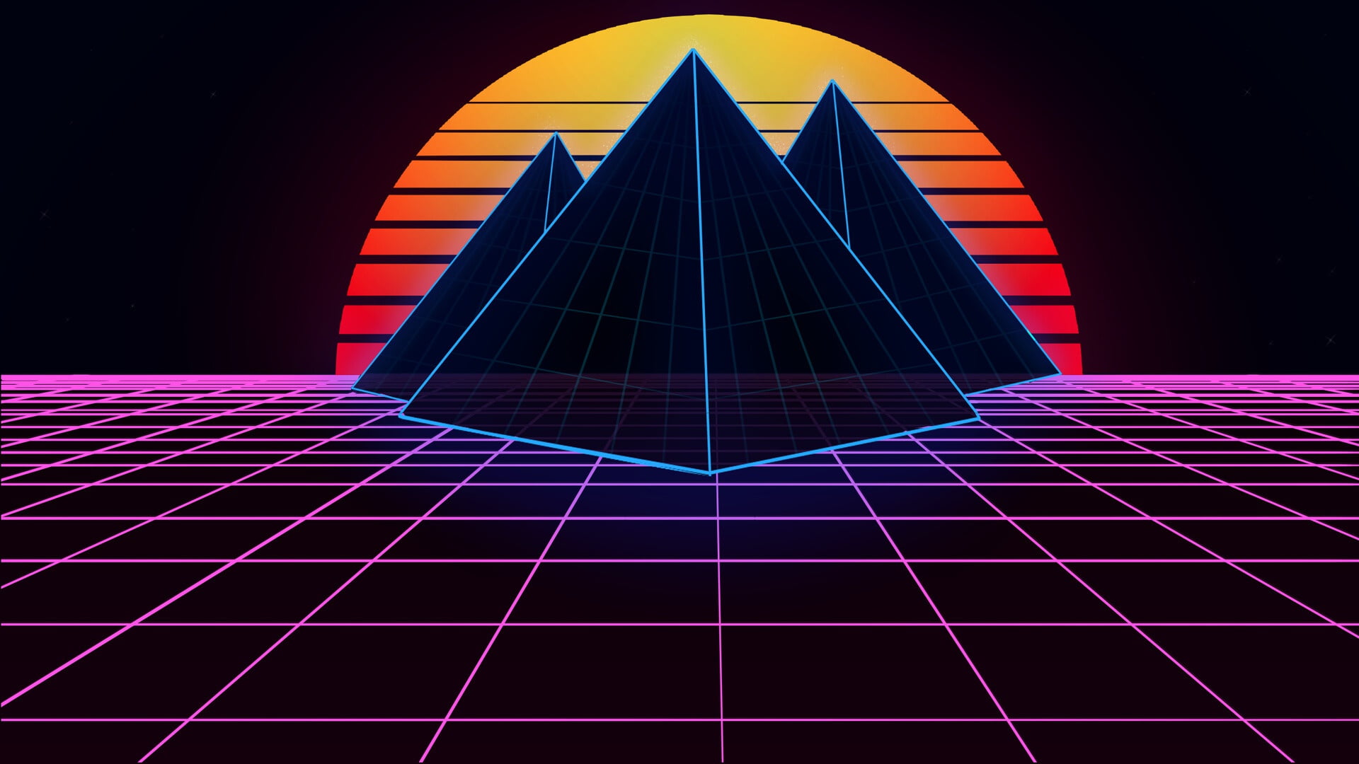 pyramid, digital art, 1080P, synthwave, Retrowave, HD Wallpaper