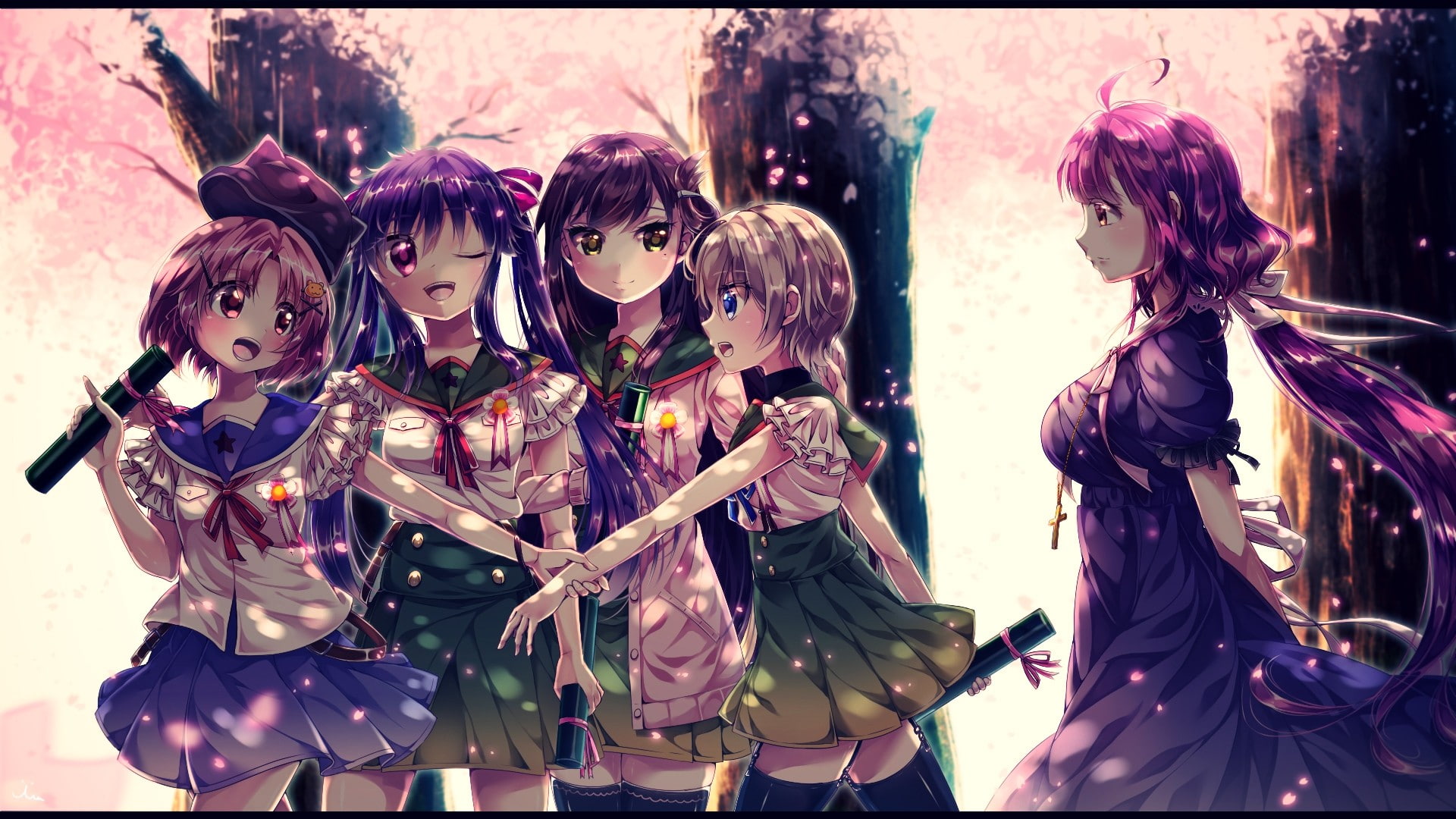 anime girls, Gakkou Gurashi!, anime, 1080P, HD Wallpaper