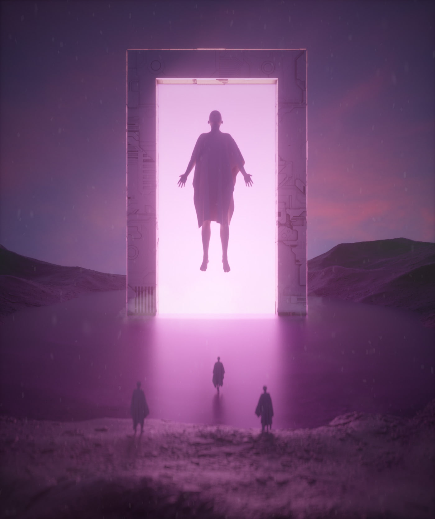 720P, surreal, fantasy art, Cinema 4D, purple, Phone HD Wallpaper
