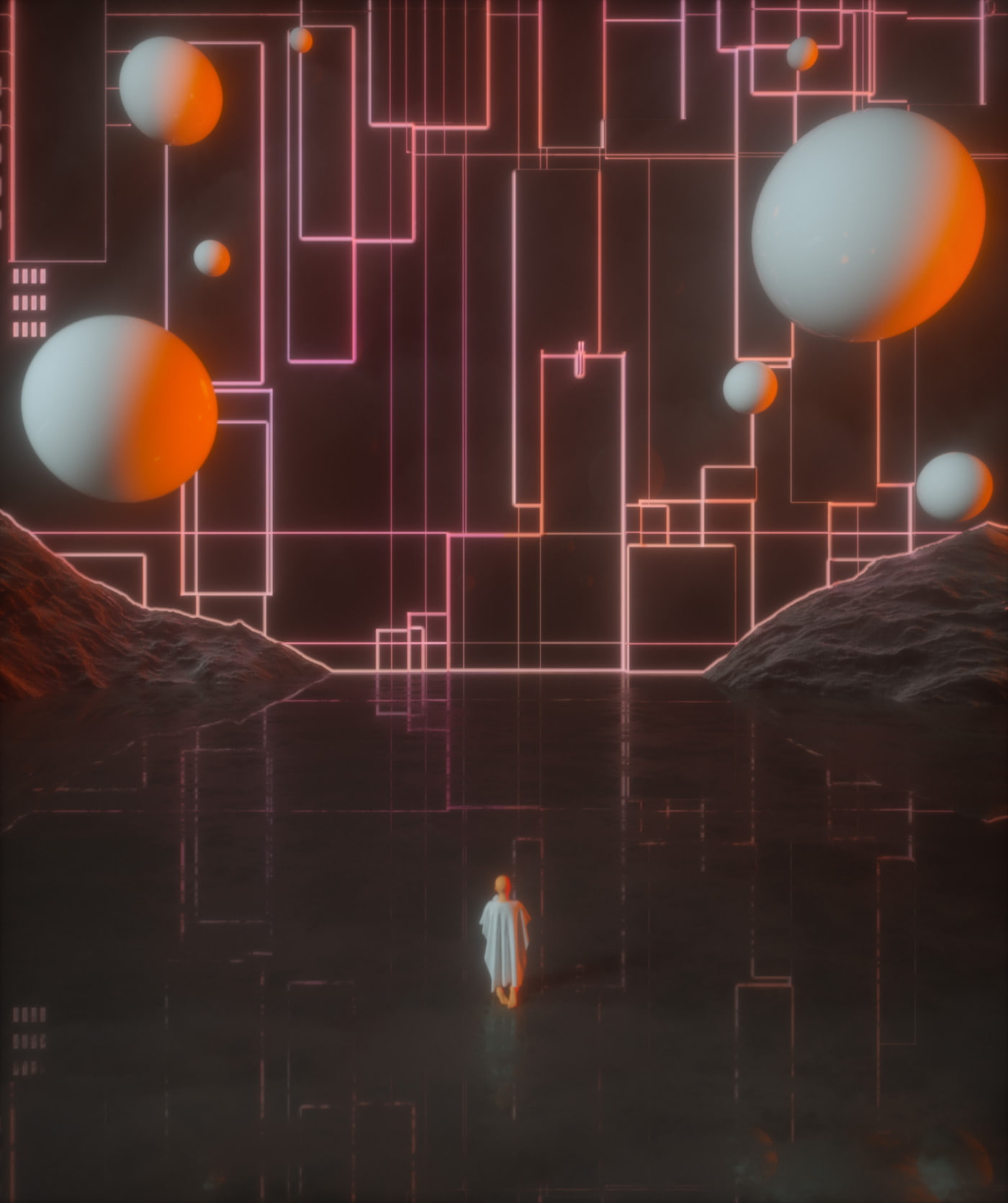 surreal, 3D Abstract, Cinema 4D, 720P, abstract, science fiction, Phone HD Wallpaper
