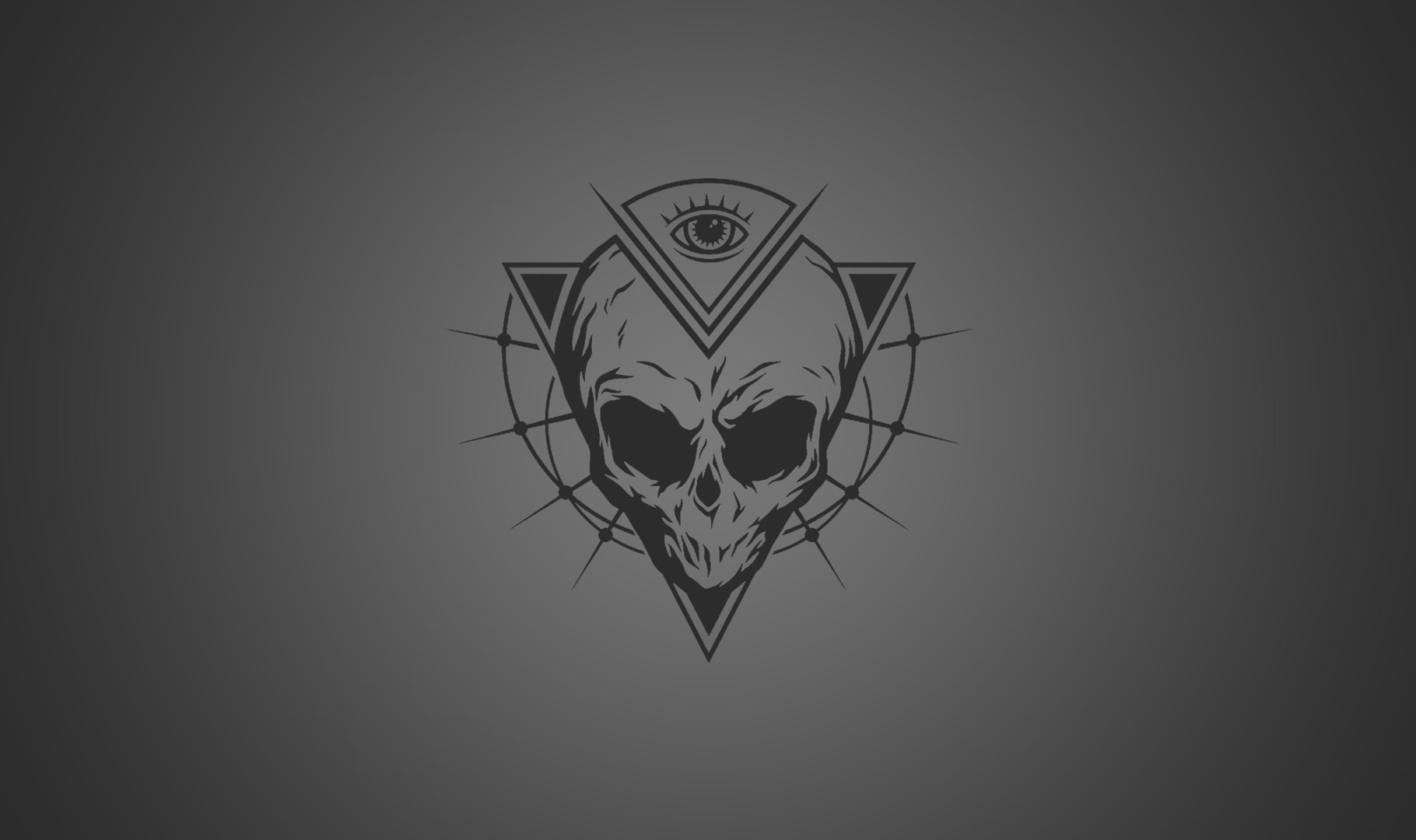 the all seeing eye, eyes, skull, 720P, aliens, simple background, triangle, HD Wallpaper