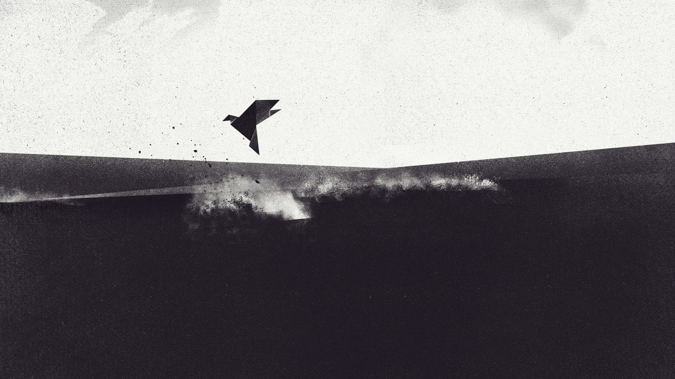 black, animal wildlife, low angle view, animals in the wild, day, spread wings, sky, animal themes, origami, built structure, 720P, nature, architecture, HD Wallpaper