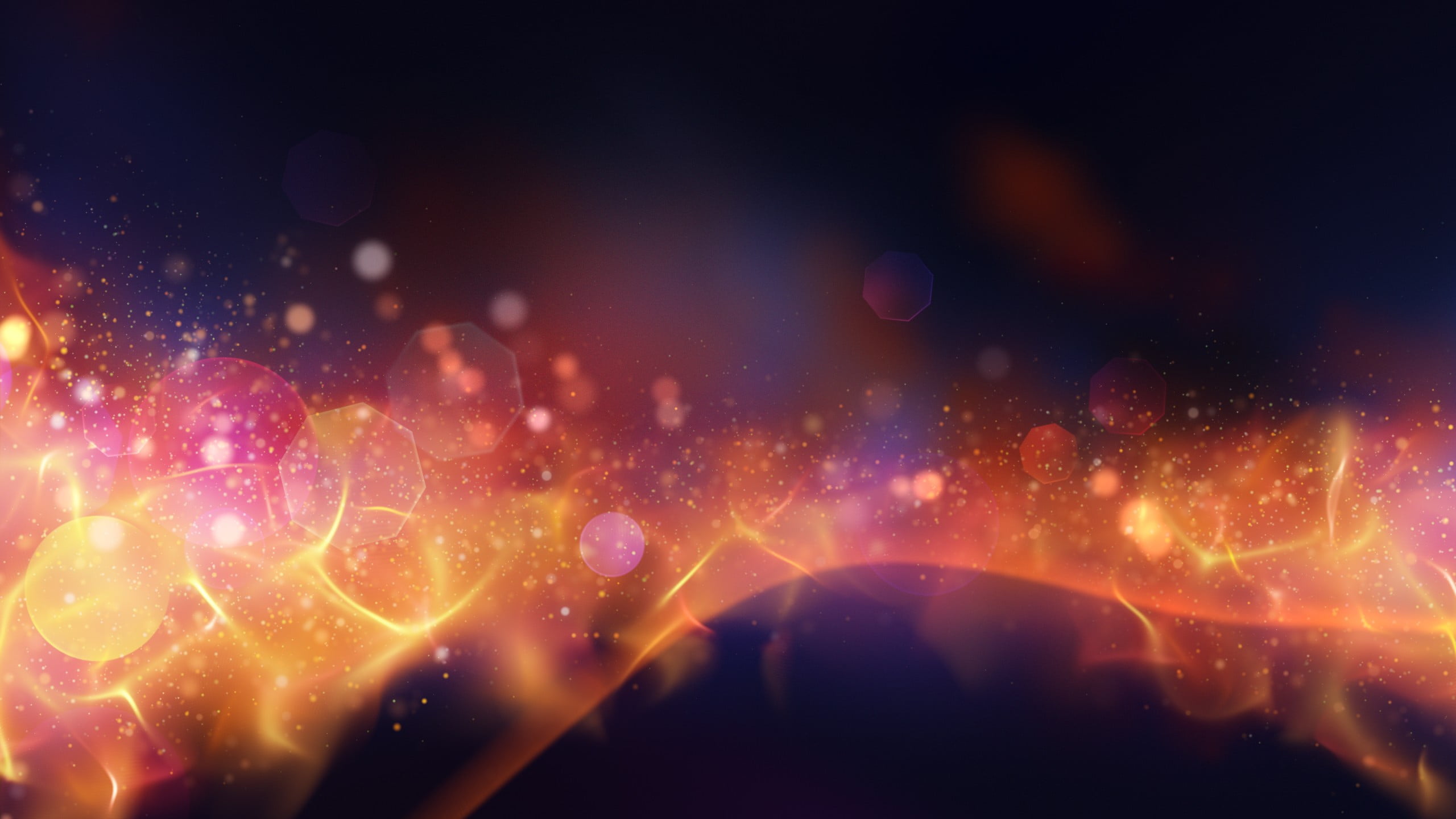 dark, 2K, red, orange, star - space, sky, mystery, lens flare, bright, illustration, pink, no people, light - natural phenomenon, bokeh, illuminated, glowing, HD Wallpaper