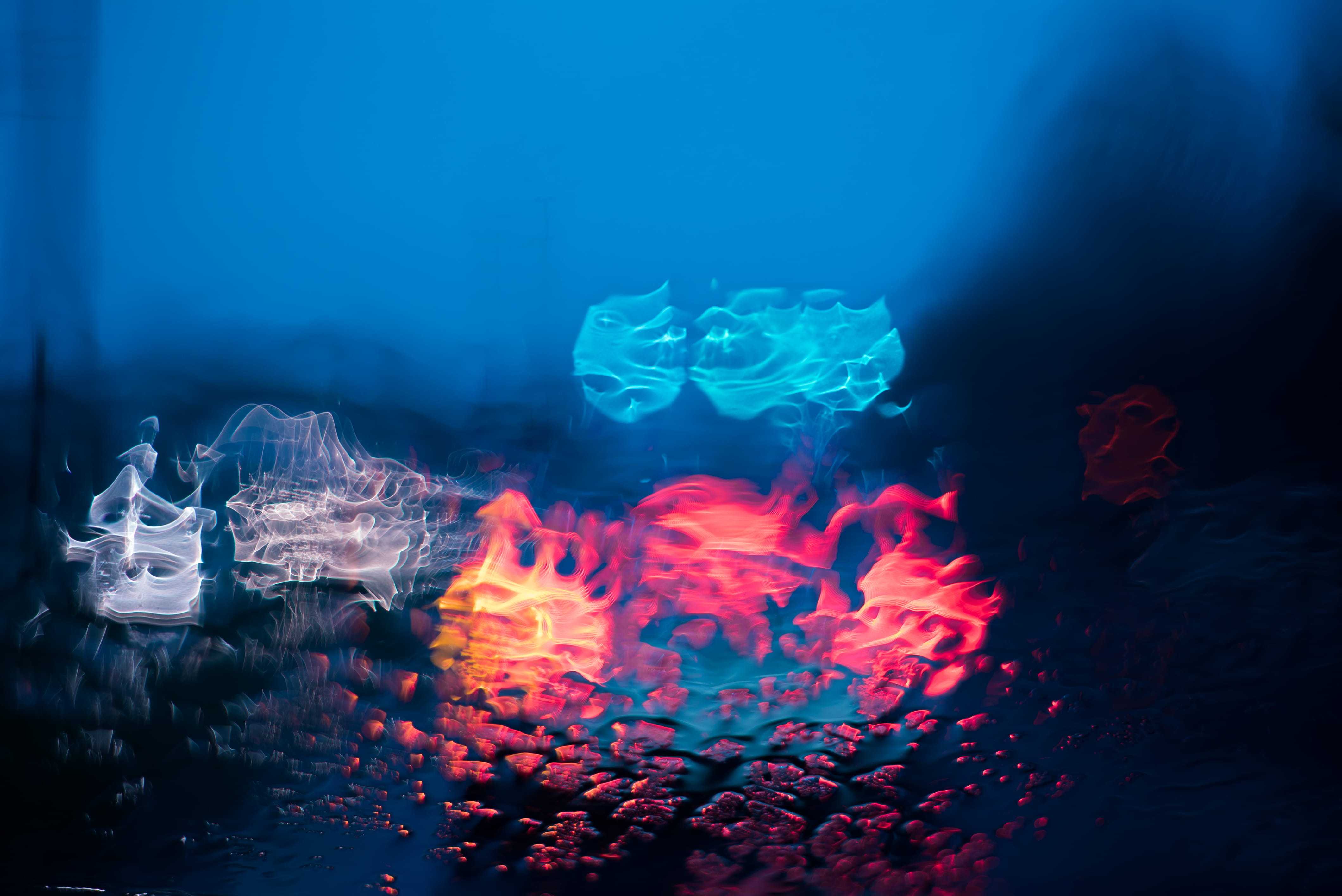glowing, light, orange, colorful, no people, abstract, traffic, nature, flame, glass, blue, underwater, blurred motion, urban, long exposure, burning, transparent, HD Wallpaper