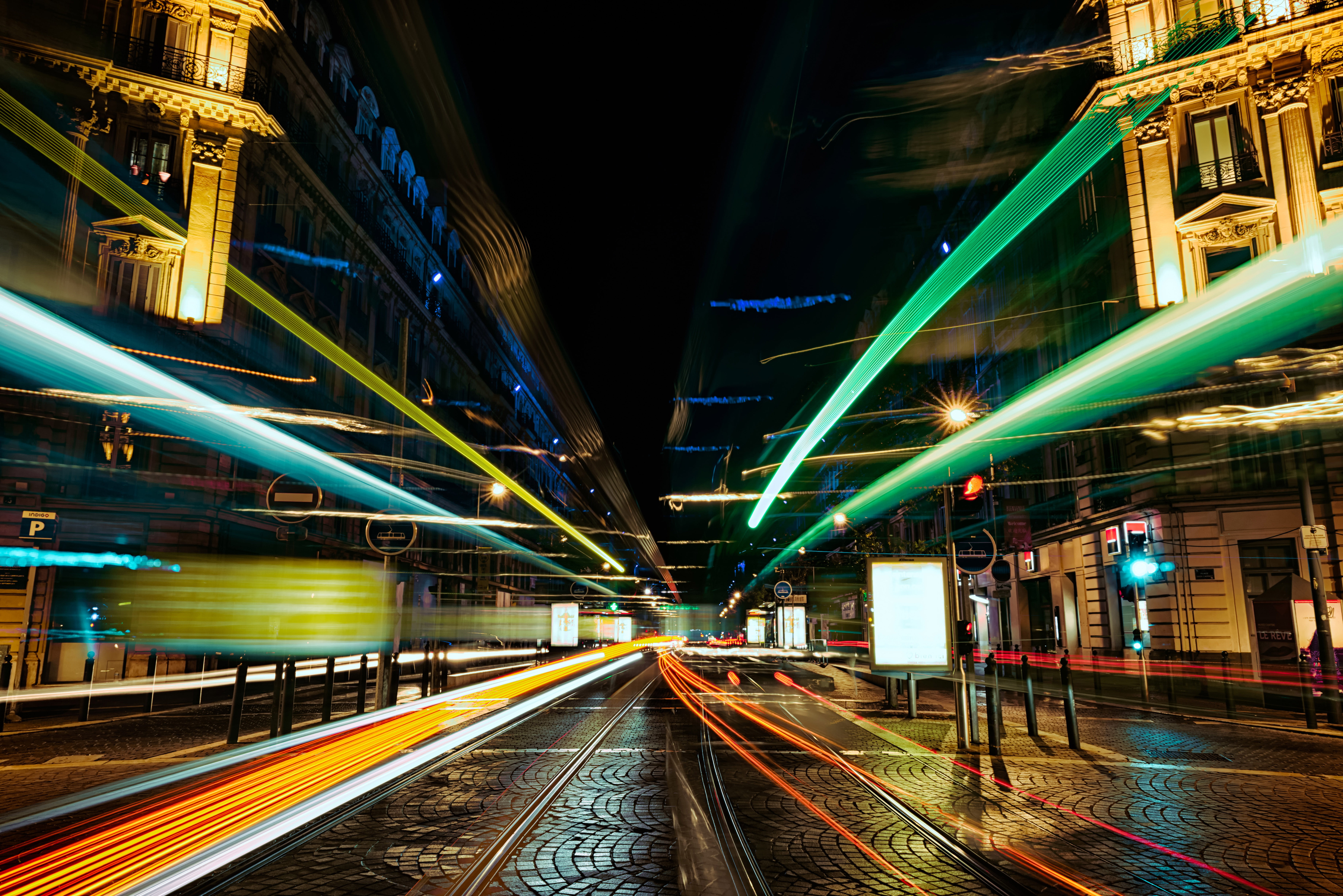 speed, timelapse, built structure, direction, outdoors, rail transportation, street, no people, light, public transportation, home lighting, bokeh, motion, HD Wallpaper