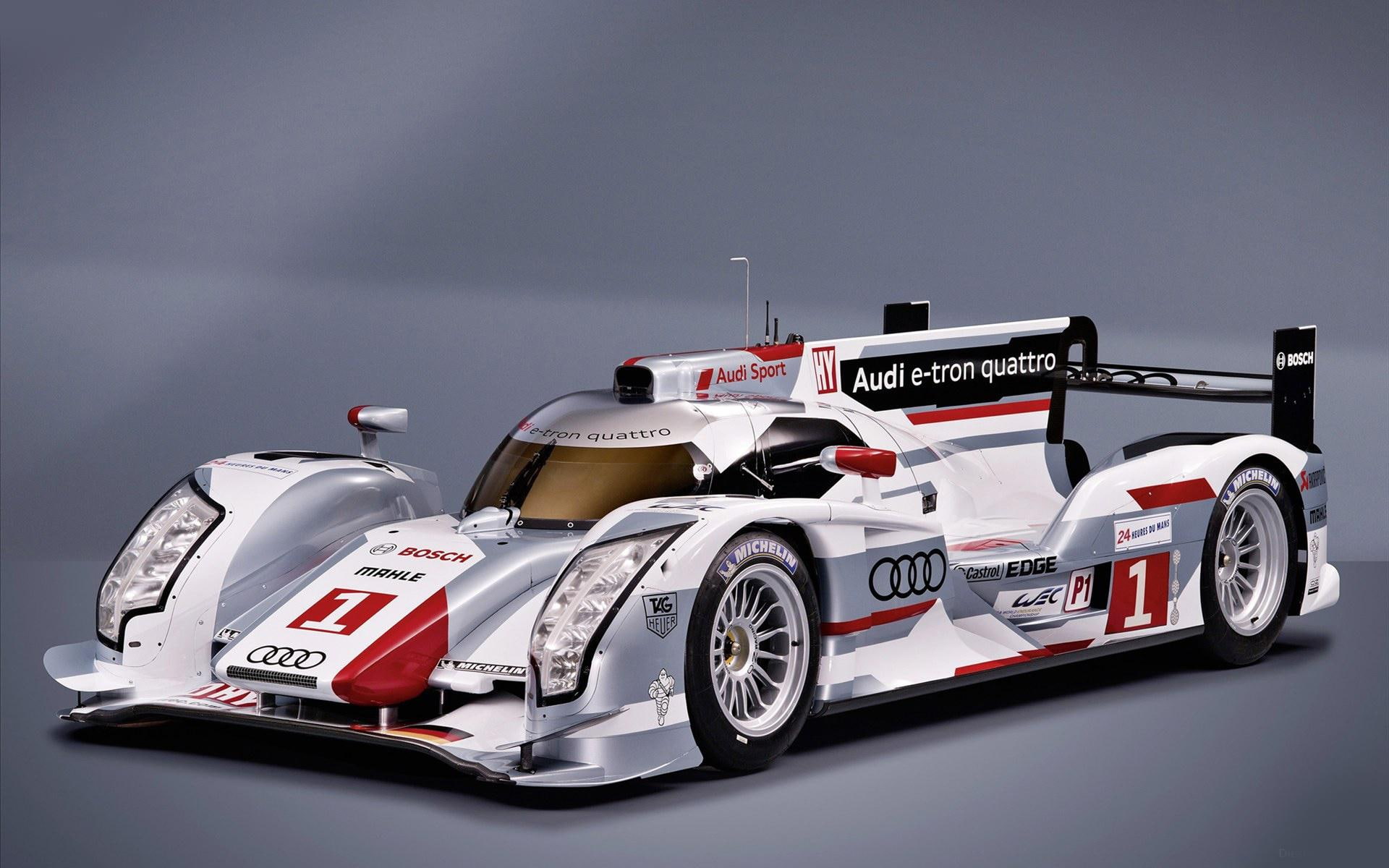 tron, quattro, e, racing, white, audi r18, r, 1080P, 1920x1200, car, cars, audi, HD Wallpaper