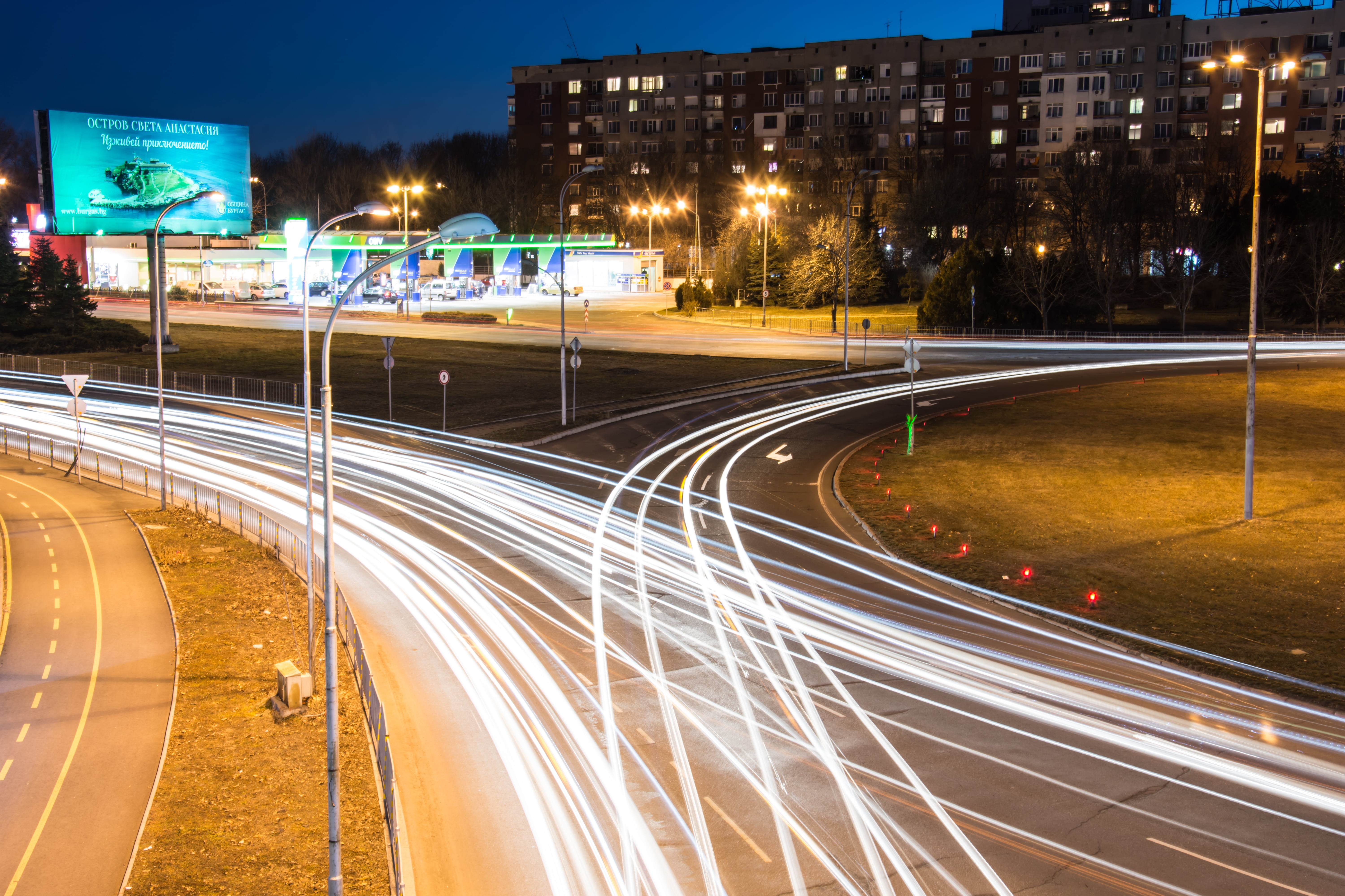 symbol, motion, street, street light, city street, icon, cityscape, urban, urban city, building, light trail, bulgaria, city, town, cars, blurred motion, HD Wallpaper