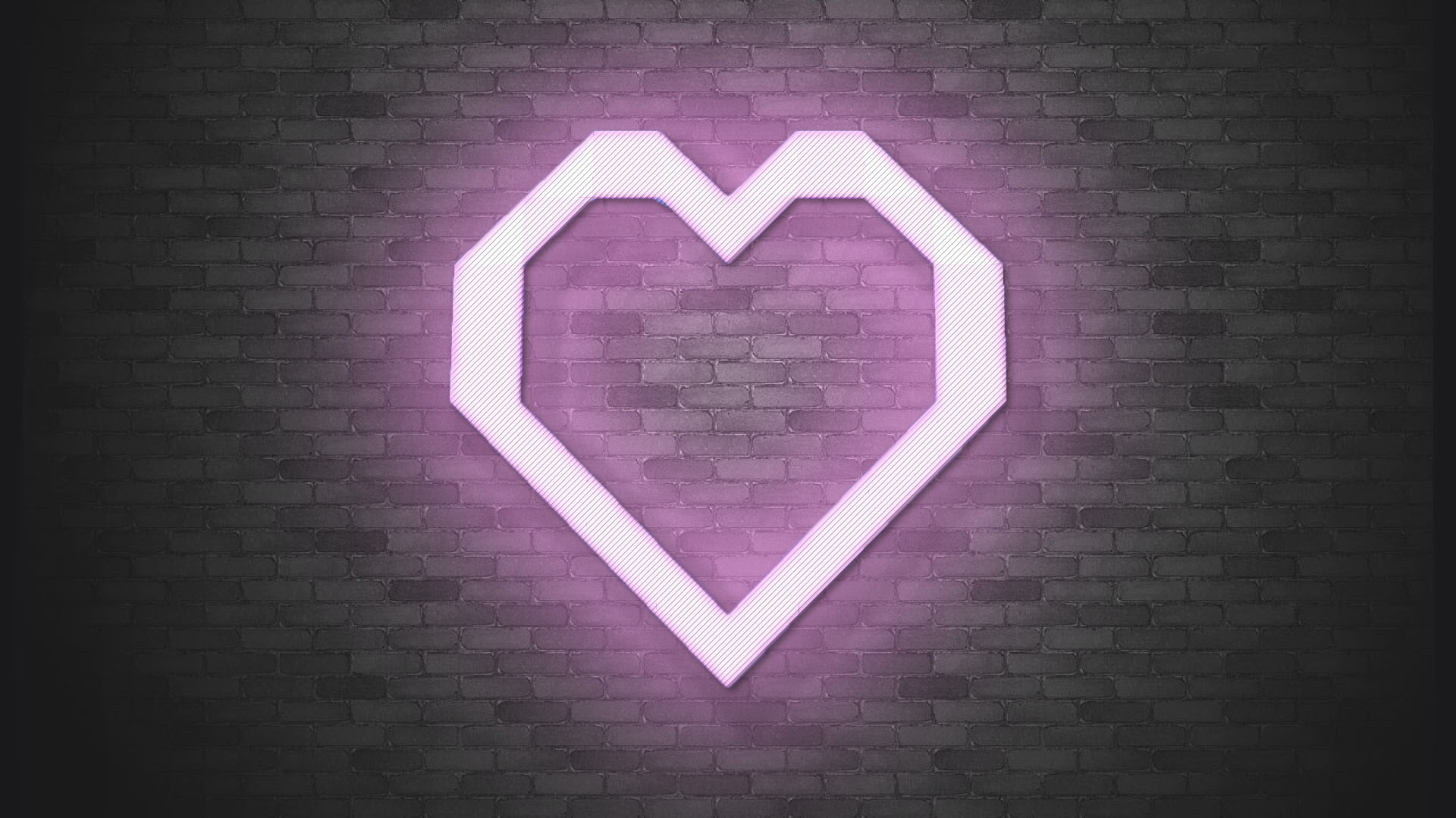 neon, no people, heart shape, wall - building feature, vignette, brick wall, creativity, directly above, heart, indoors, close-up, design, positive emotion, HD Wallpaper
