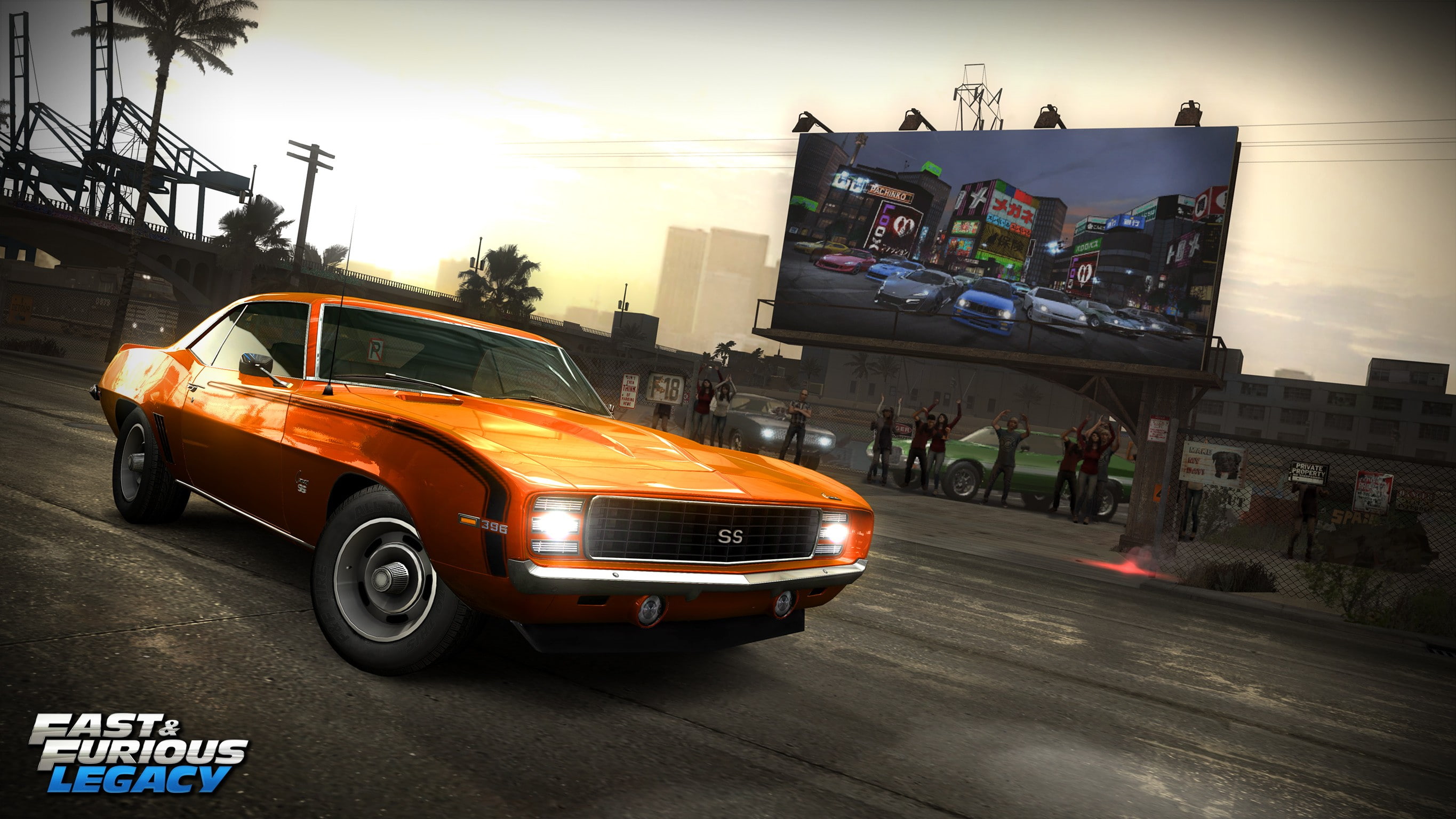 sunset, land vehicle, no people, transportation, video games, Fast and Furious: Legacy, architecture, building exterior, built structure, outdoors, car, HD Wallpaper