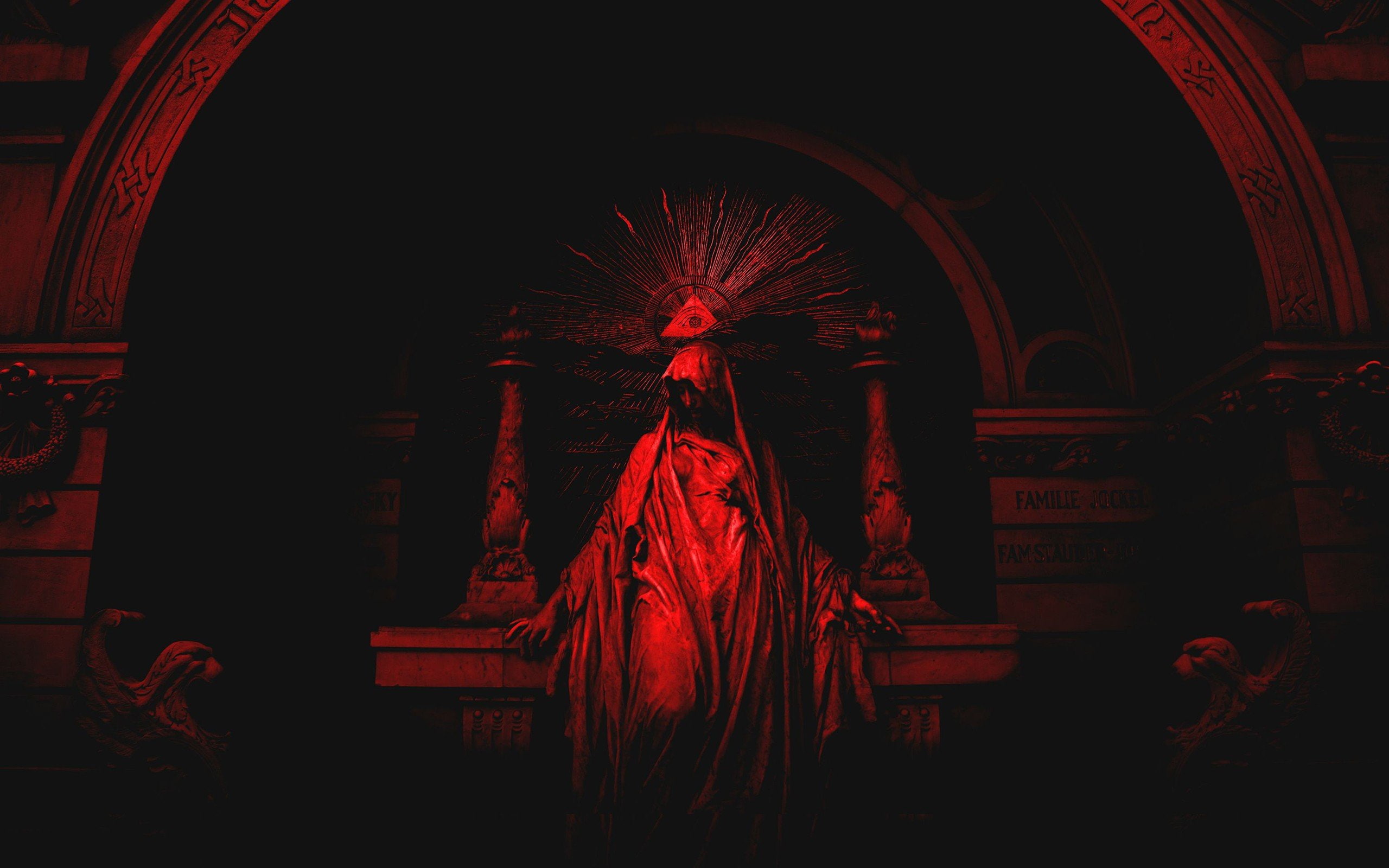 pyramid, Statue, The all seeing eye, 2K, HD Wallpaper